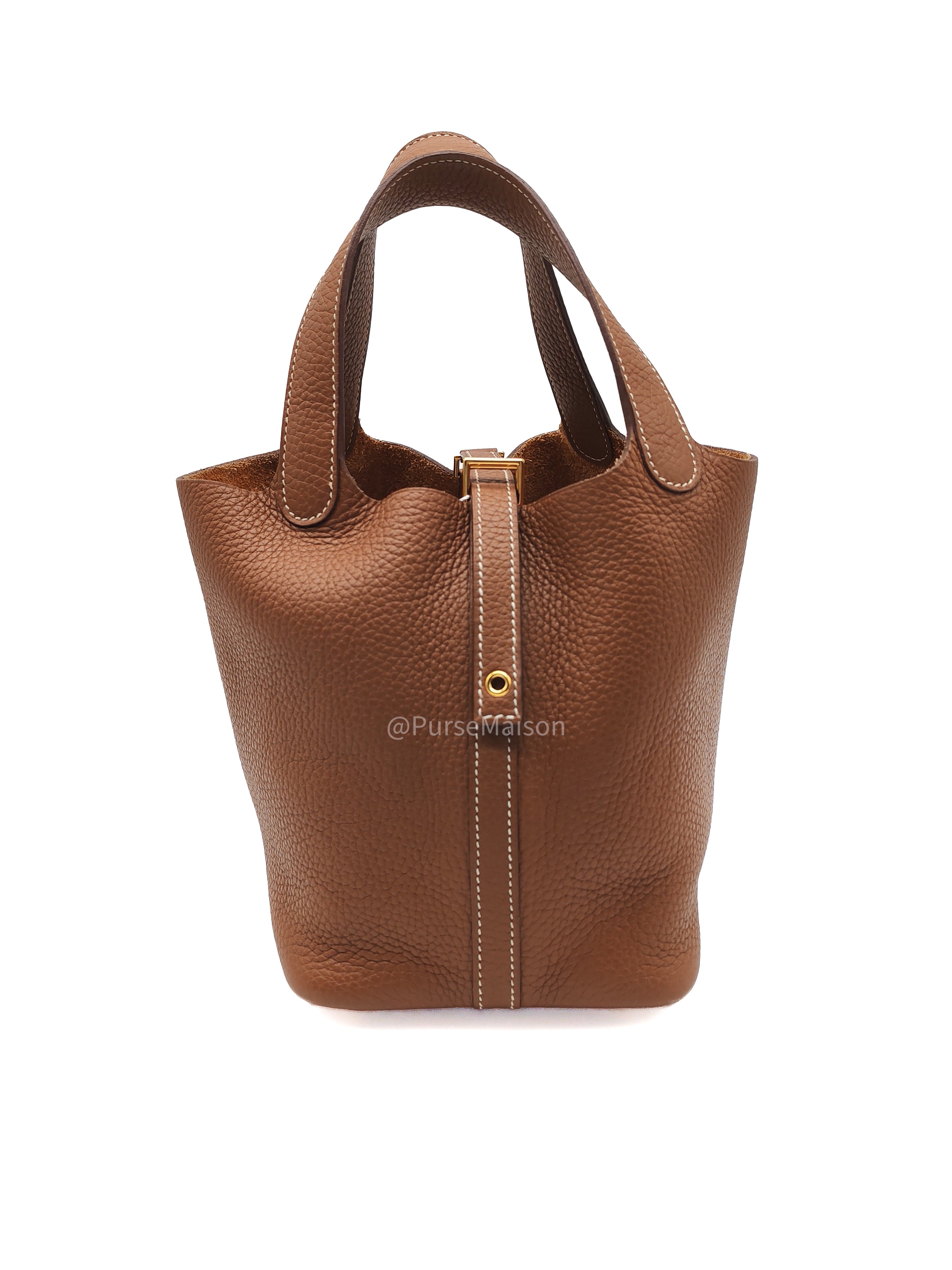 Hermes Picotin Lock 18 in Gold Clemence Leather and Gold Hardware Stamp Z(2021) | Purse Maison Luxury Bags Shop