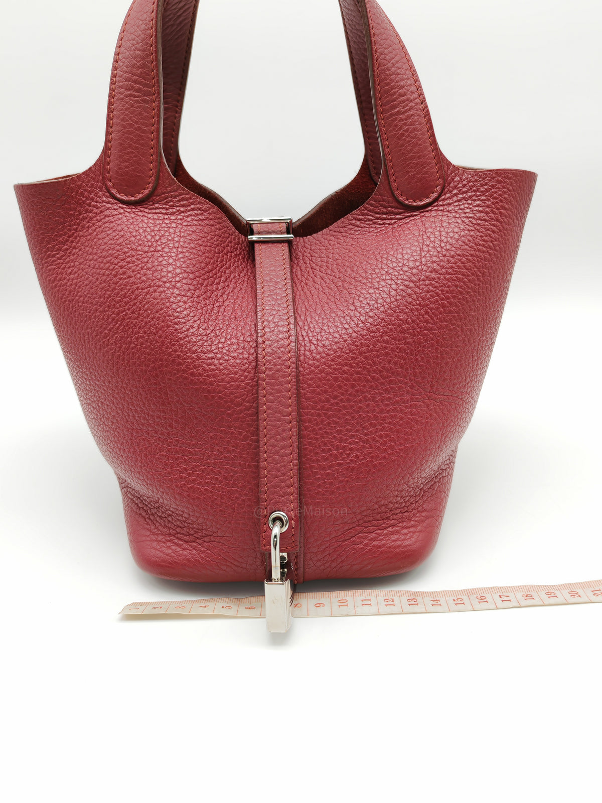 Hermes Picotin Lock 18 in Rouge H Taurillon Clemence Leather and Palladium Hardware Stamp Square O (2011) | Purse Maison Luxury Bags Shop