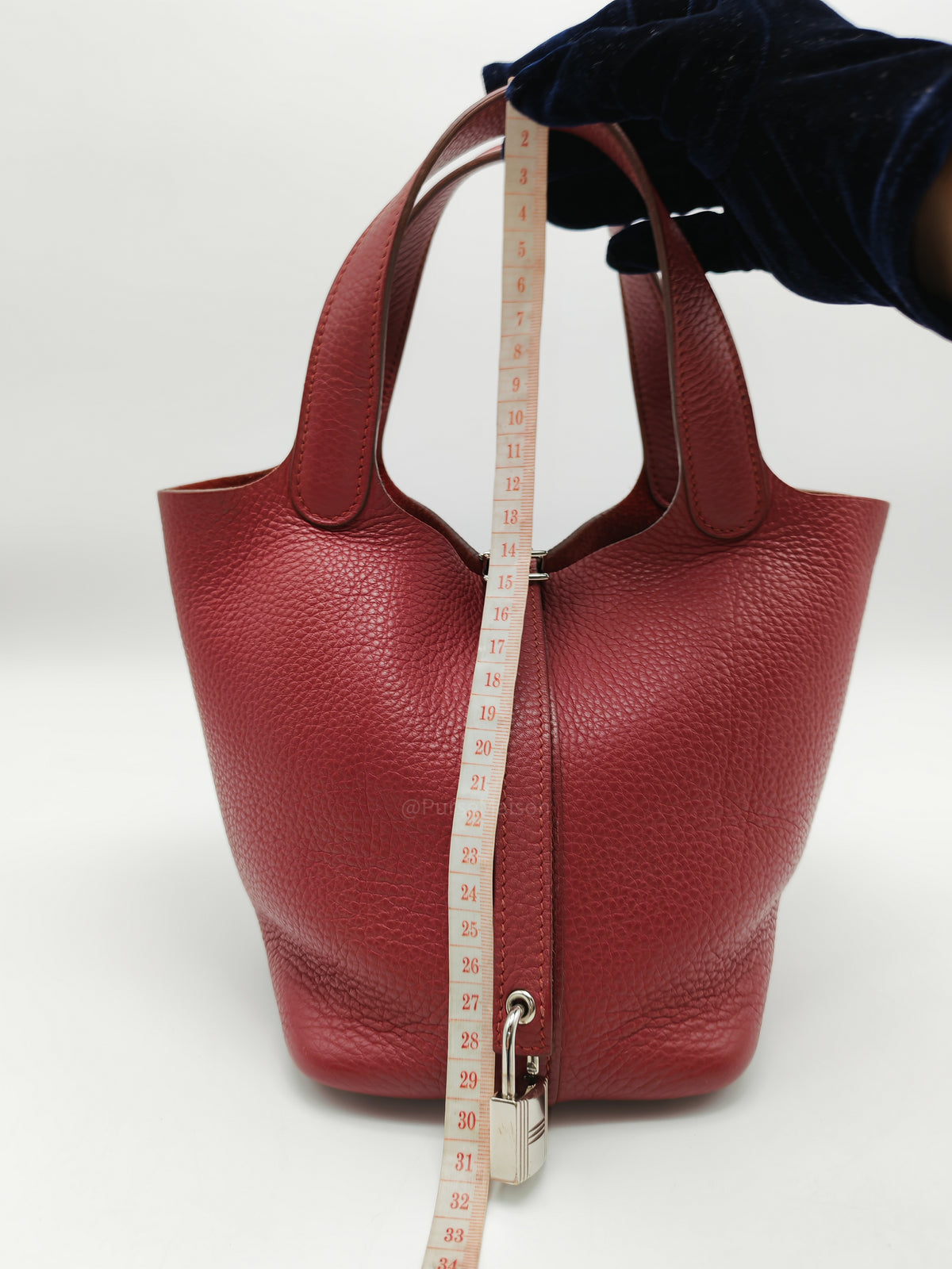 Hermes Picotin Lock 18 in Rouge H Taurillon Clemence Leather and Palladium Hardware Stamp Square O (2011) | Purse Maison Luxury Bags Shop