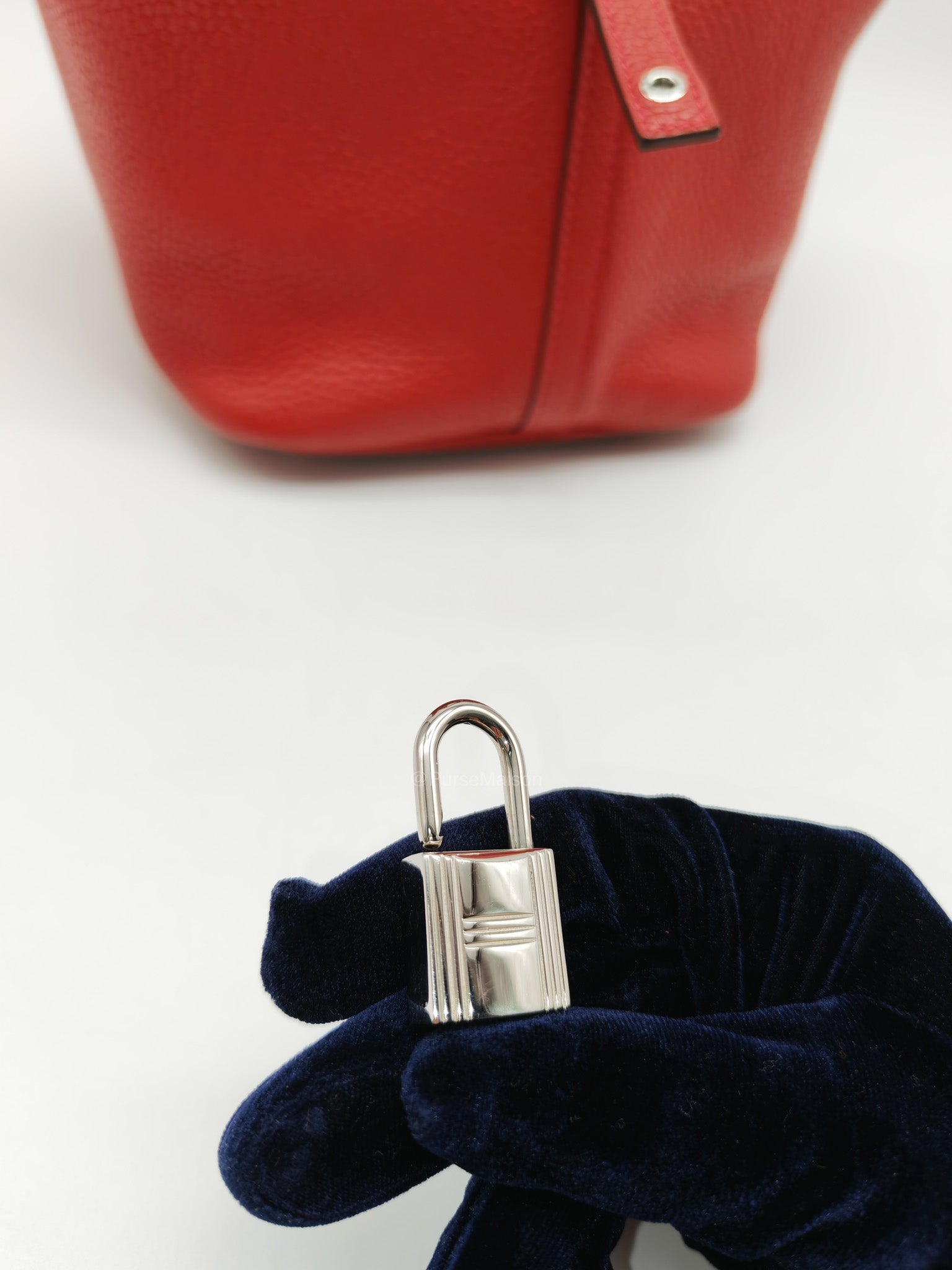 Hermes Picotin Lock 22 in Rouge Casaque Clemence Leather Palladium Hardware Stamp X (2016) | Purse Maison Luxury Bags Shop