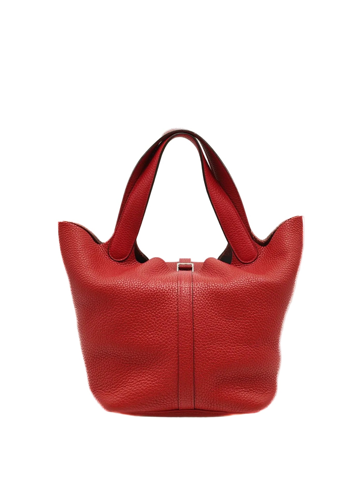 Hermes Picotin Lock 22 in Rouge Casaque Clemence Leather Palladium Hardware Stamp X (2016) | Purse Maison Luxury Bags Shop
