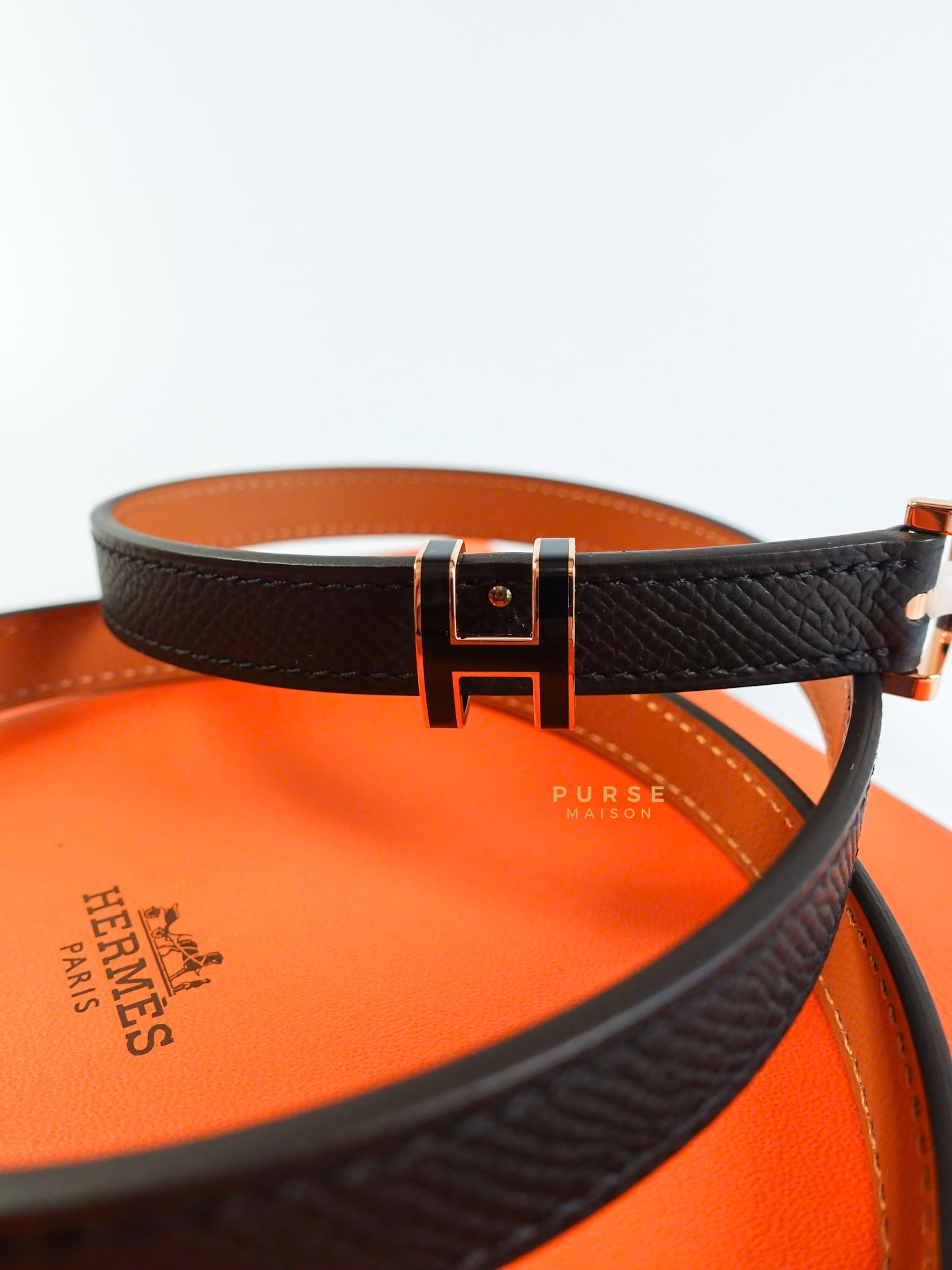 Hermes Pop H 15 Belt in Noir/Gold Size 85cm | Purse Maison Luxury Bags Shop