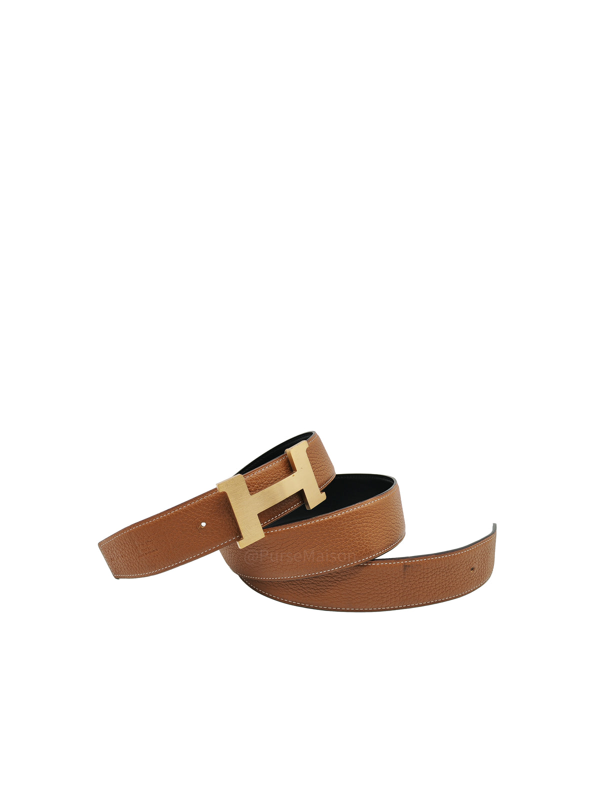 Hermes Reversible Leather Belt in Gold Clemence Leather with Brushed Gold Buckle 90 cm Stamp U (2022) | Purse Maison Luxury Bags Shop