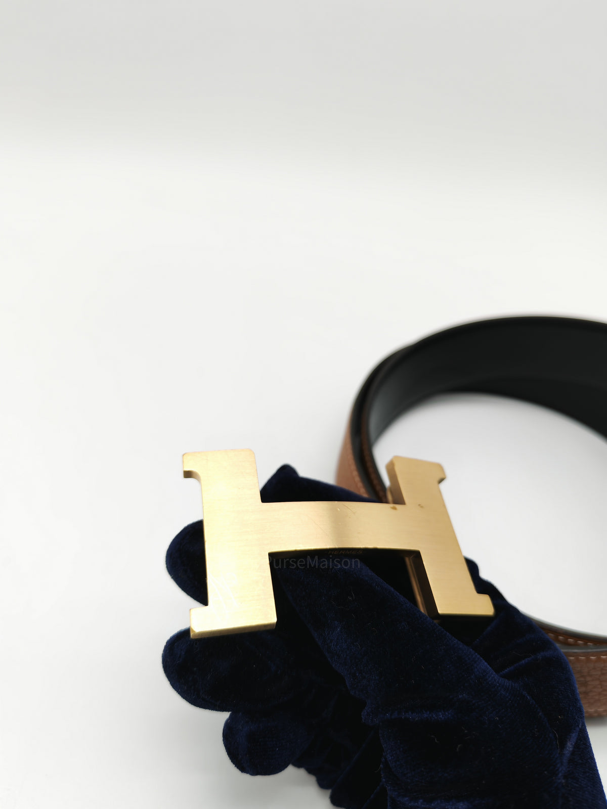 Hermes Reversible Leather Belt in Gold Clemence Leather with Brushed Gold Buckle 90 cm Stamp U (2022) | Purse Maison Luxury Bags Shop