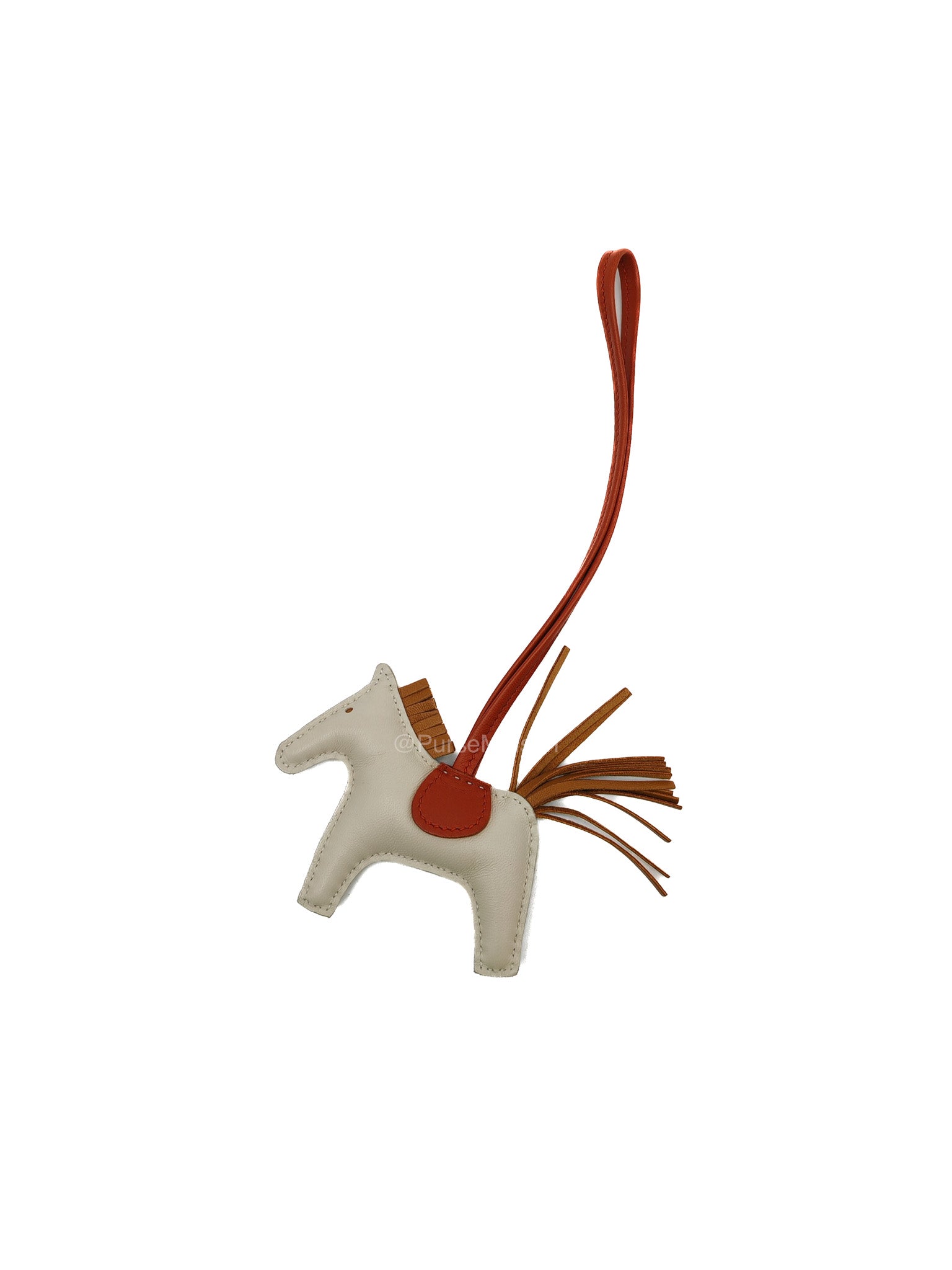 Hermes Rodeo Horse Bag Charm PM in Craie/Sesame/Cornaline Milo Lambskin Grigri Leather | Purse Maison Luxury Bags Shop