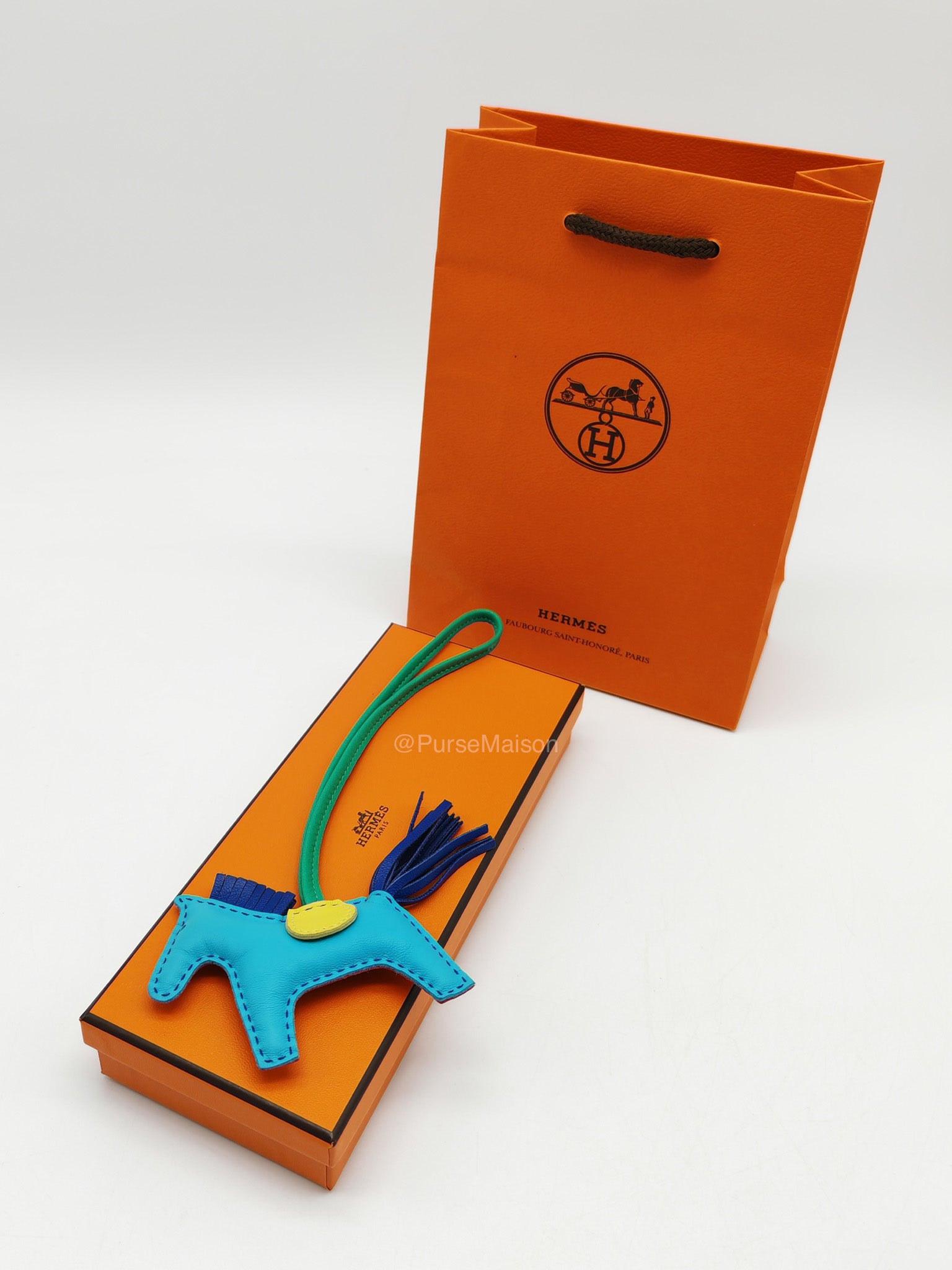 Hermes Rodeo in Rose Shocking/Bleu Azteque/Bleu Electrique/Menthe Soufre Violet Bag Charm | Purse Maison Luxury Bags Shop