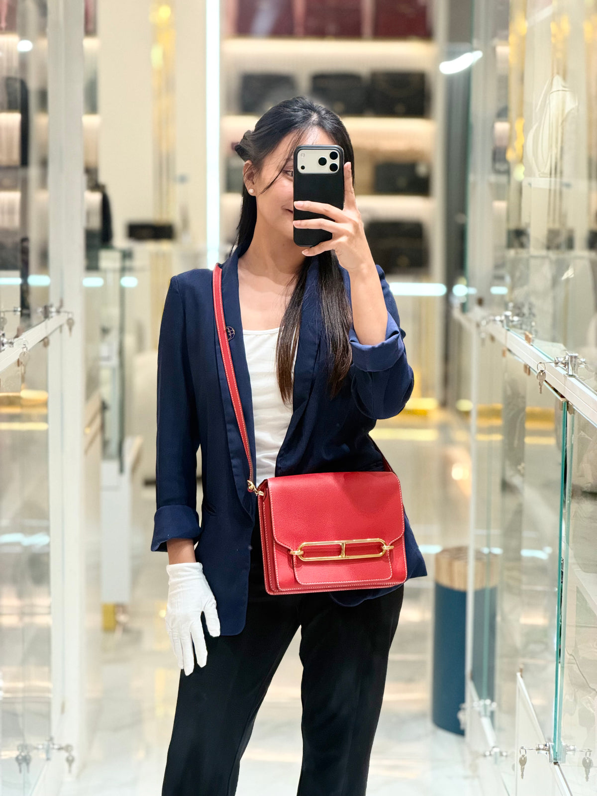 Hermes Roulis 23 in Geranium Evercolor Leather and Gold Hardware Stamp D (2019) | Purse Maison Luxury Bags Shop