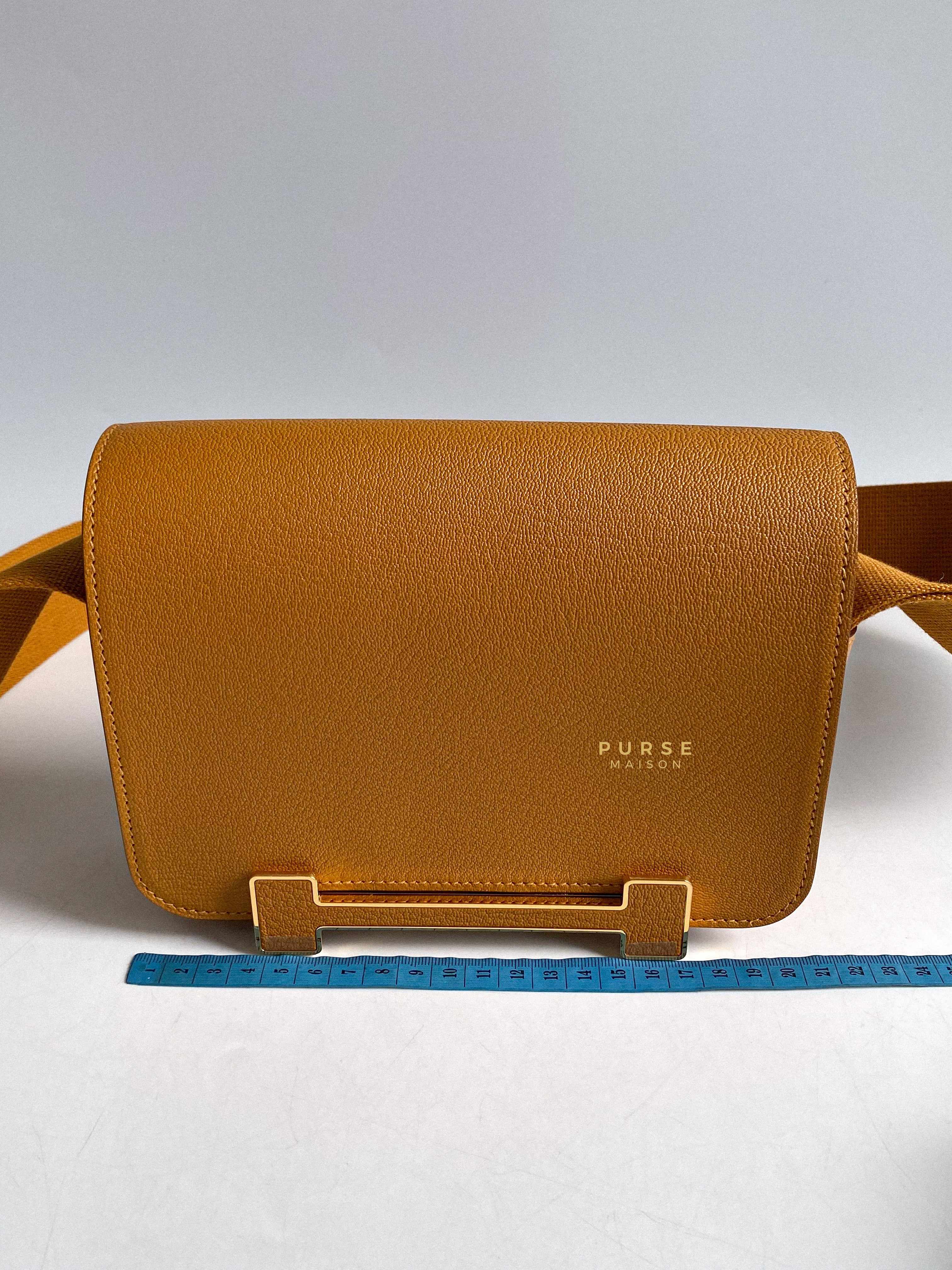 Hermes Sac Geta Chevre Mysore (chevre) Caramel in Gold Hardware Stamp B