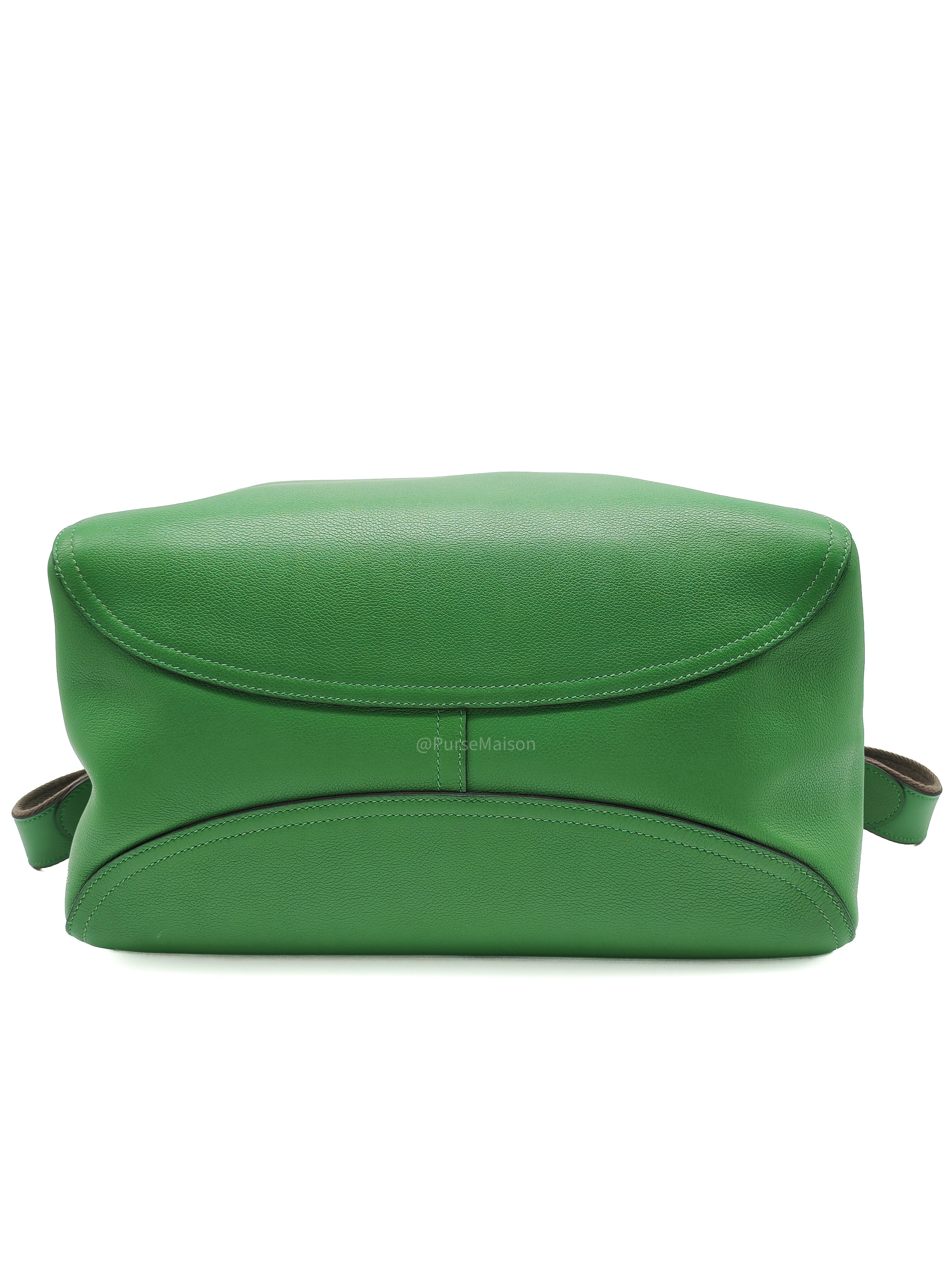 HERMÈS Sac Oxer Top Handle Bag Lager in Bambou Evercolor Leather Palladium Hardware Stamp T(2015) | Purse Maison Luxury Bags Shop