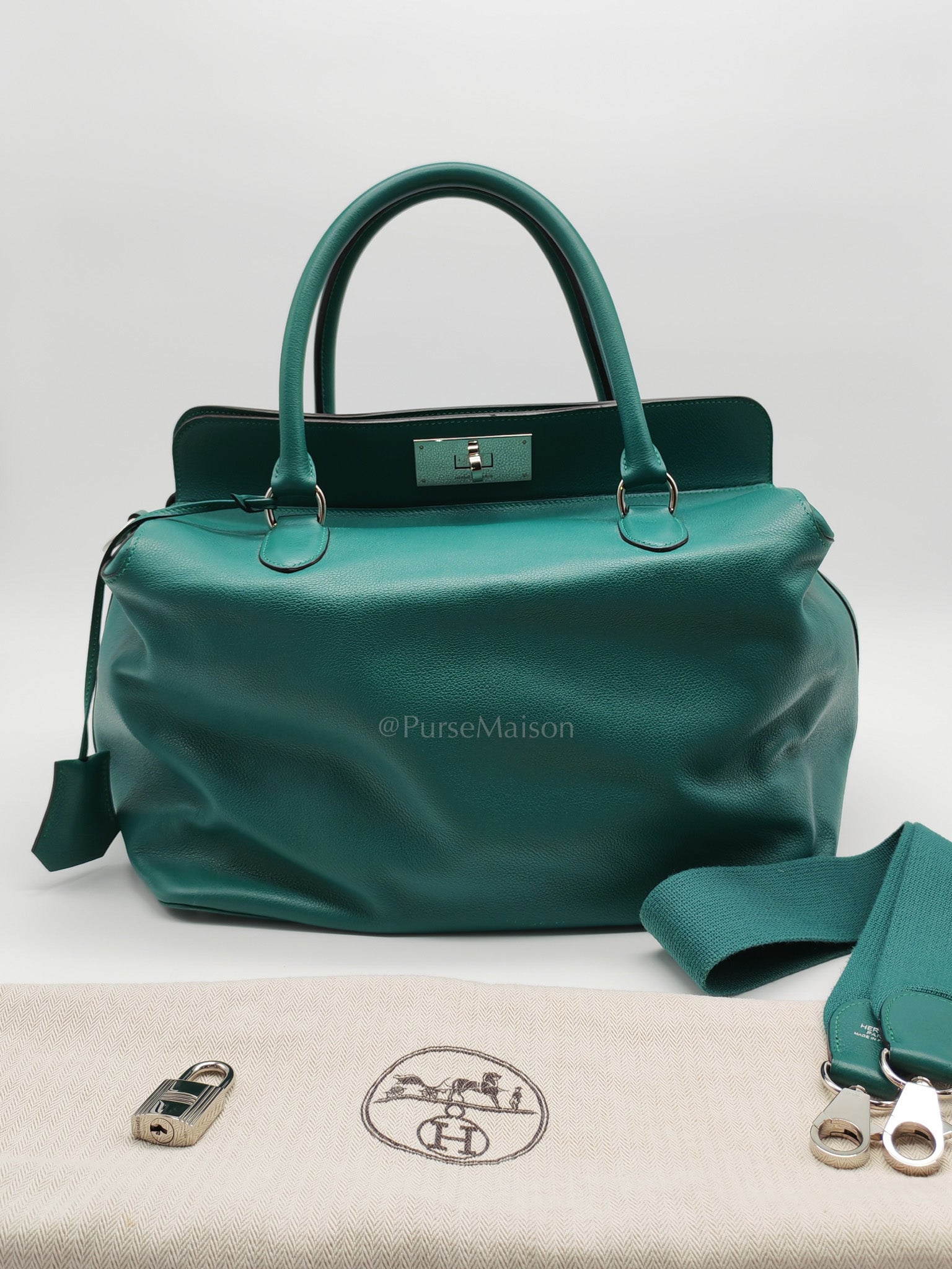 Toolbox 33 in Malachite Evercolor Leather Palladium Hardware | Purse Maison Luxury Bags Shop
