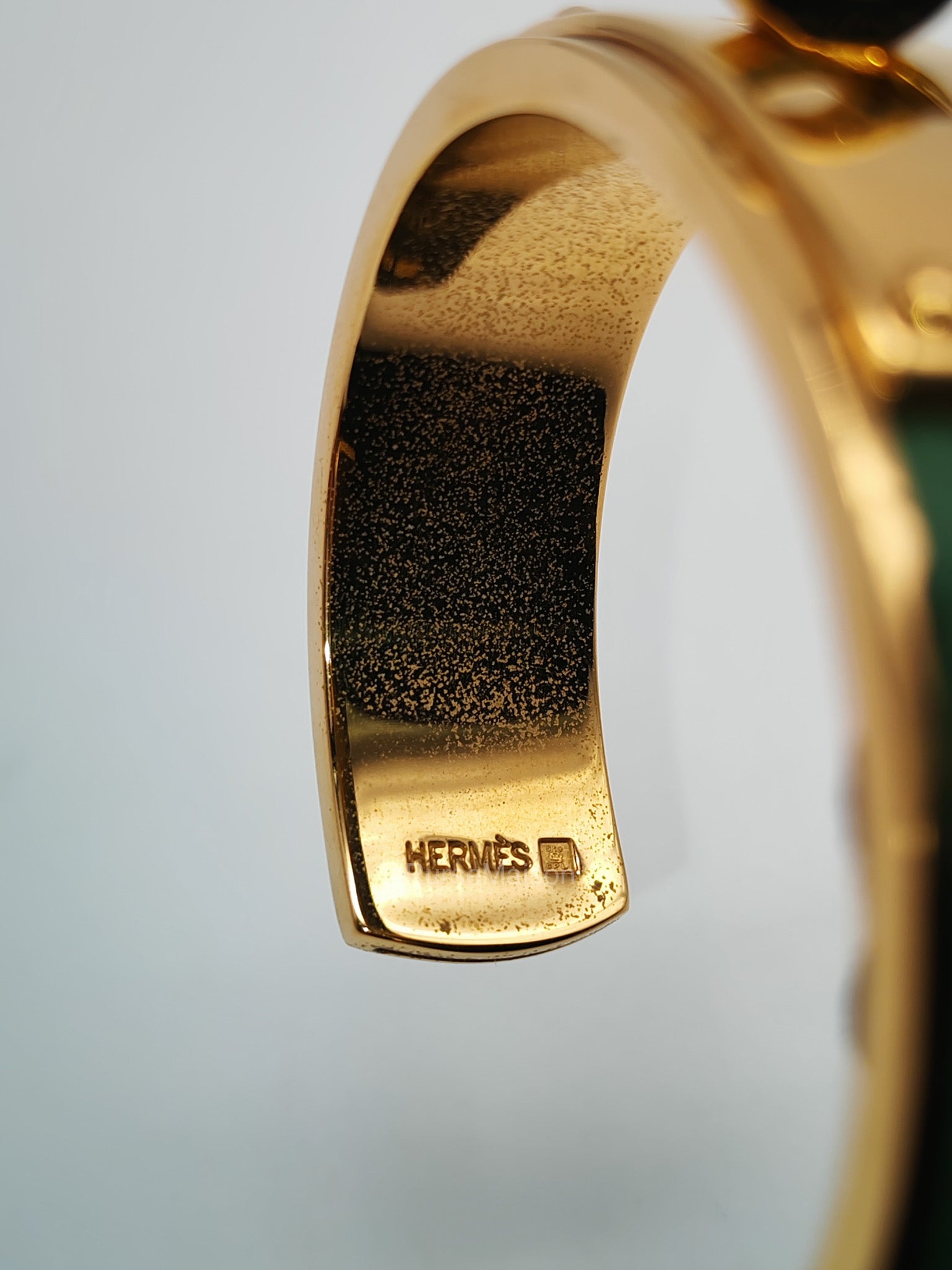 Hermes Vintage Kelly Bangle in Vert Epsom Leather Gold Hardware | Purse Maison Luxury Bags Shop