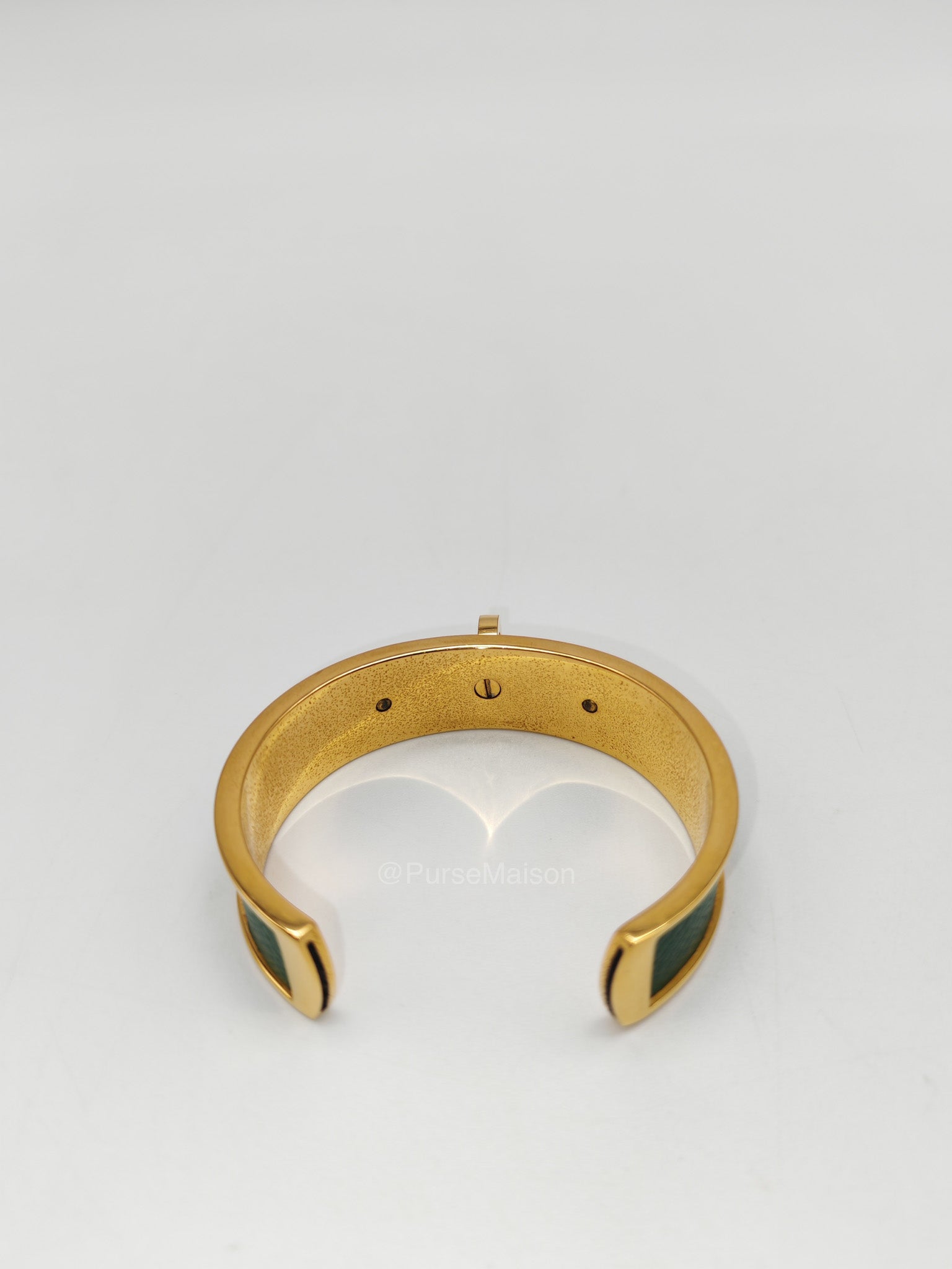 Hermes Vintage Kelly Bangle in Vert Epsom Leather Gold Hardware | Purse Maison Luxury Bags Shop