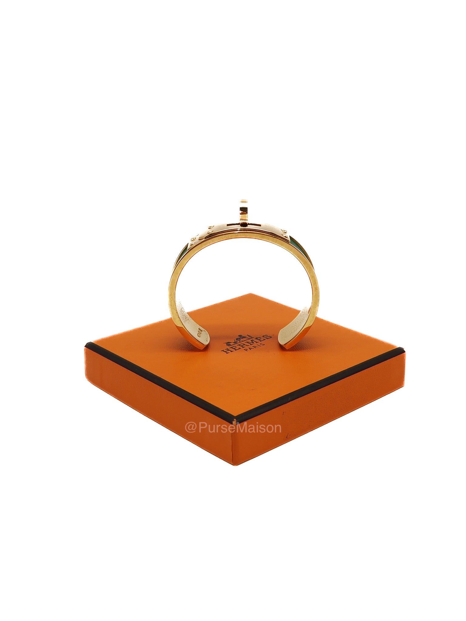 Hermes Vintage Kelly Bangle in Vert Epsom Leather Gold Hardware | Purse Maison Luxury Bags Shop