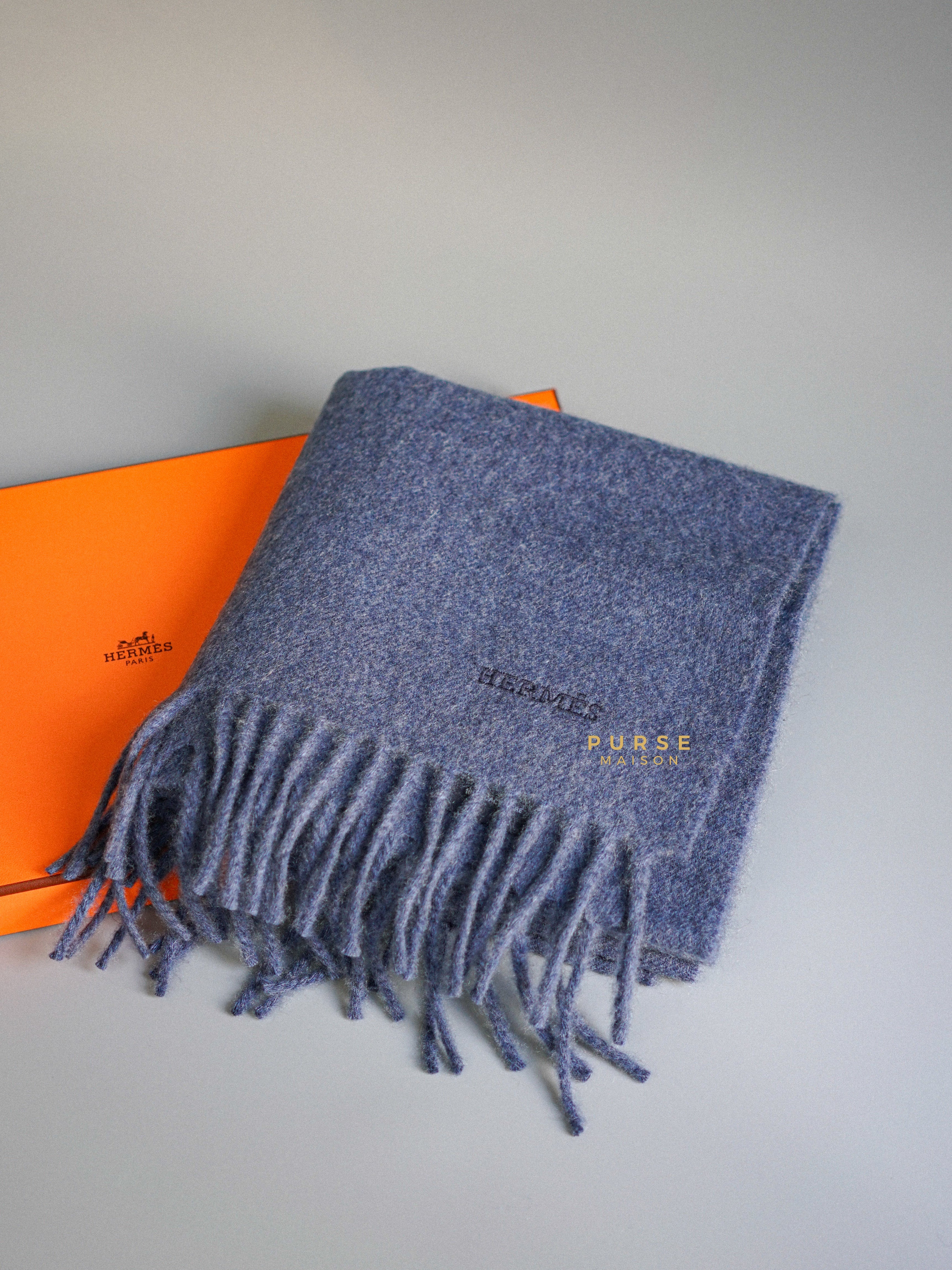 Hermes Wool Blue Scarf | Purse Maison Luxury Bags Shop
