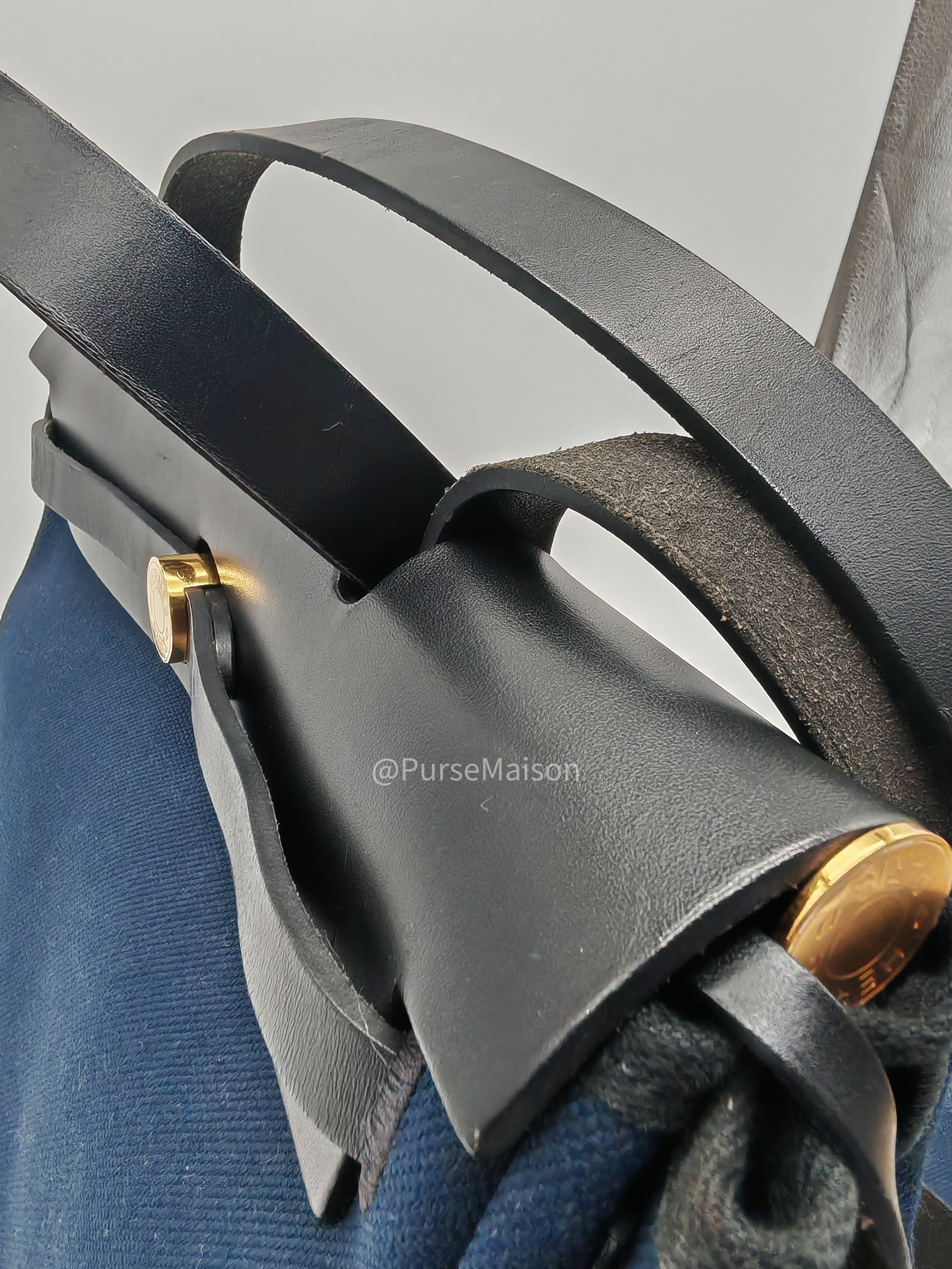 Hermes Zip 31 Blue Marine Canvas & Black Leather Gold Hardware Stamp Z(2021) | Purse Maison Luxury Bags Shop