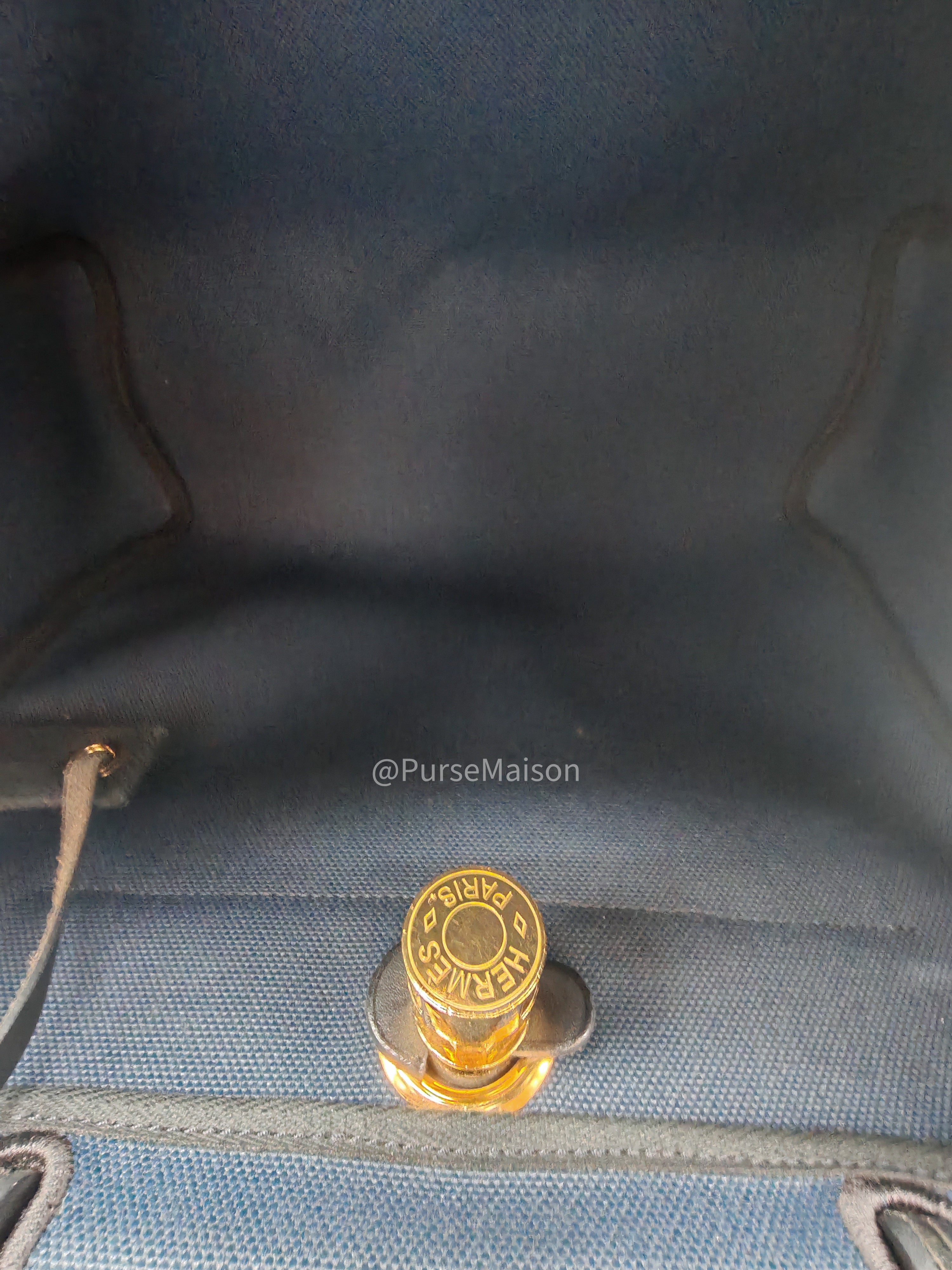 Hermes Zip 31 Blue Marine Canvas & Black Leather Gold Hardware Stamp Z(2021) | Purse Maison Luxury Bags Shop