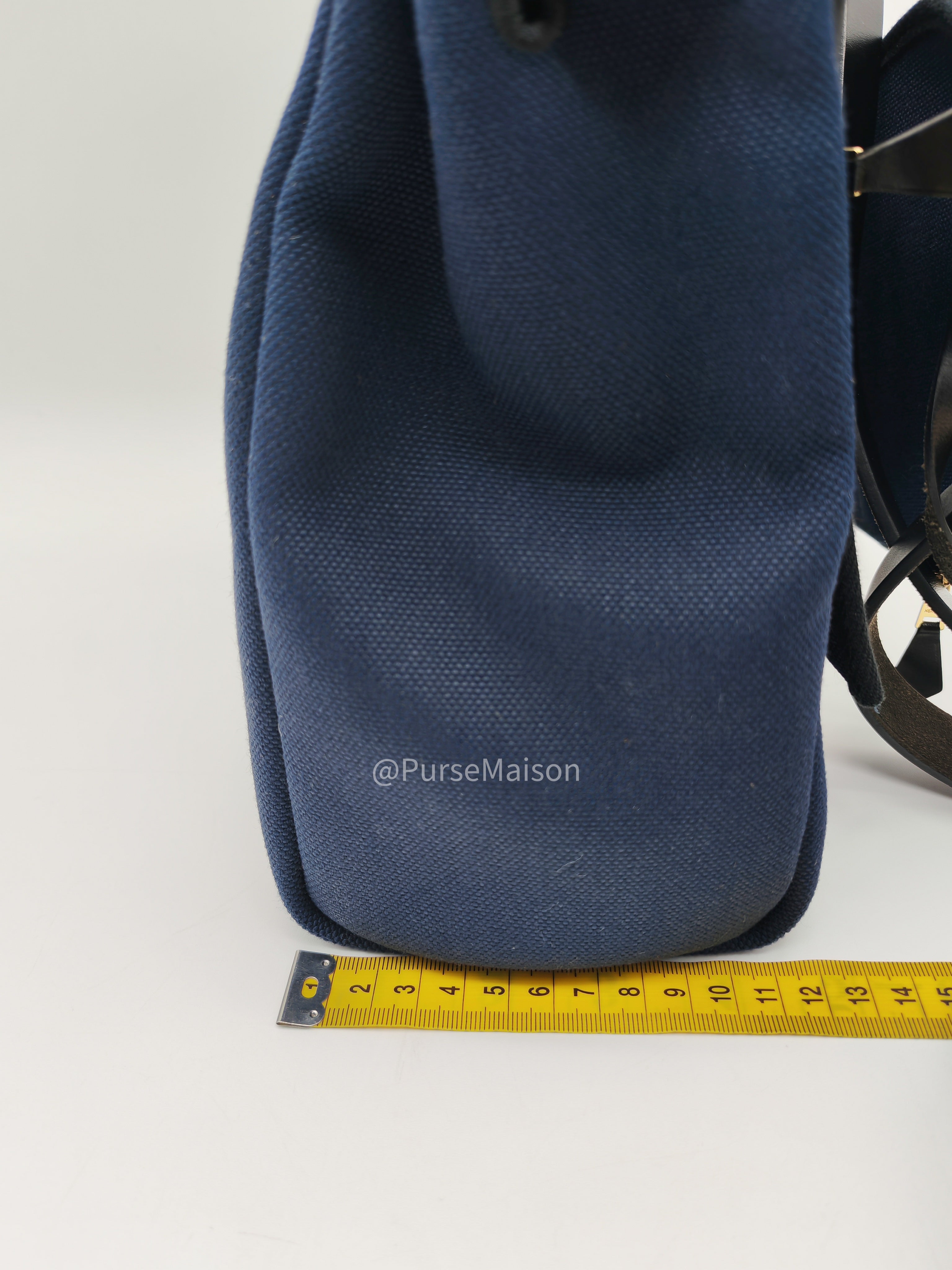 Hermes Zip 31 Blue Marine Canvas & Black Leather Gold Hardware Stamp Z(2021) | Purse Maison Luxury Bags Shop