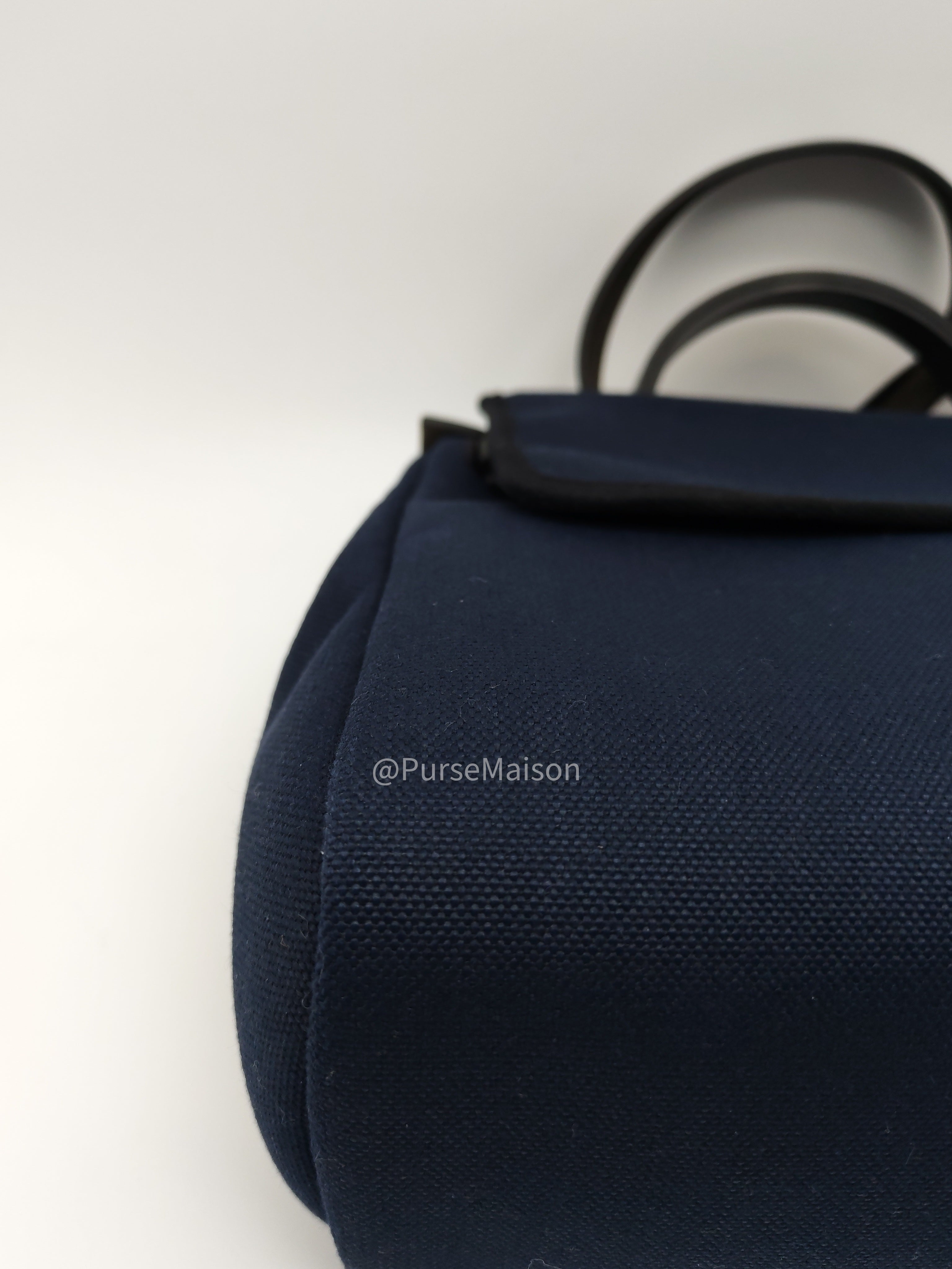 Hermes Zip 31 Blue Marine Canvas & Black Leather Gold Hardware Stamp Z(2021) | Purse Maison Luxury Bags Shop