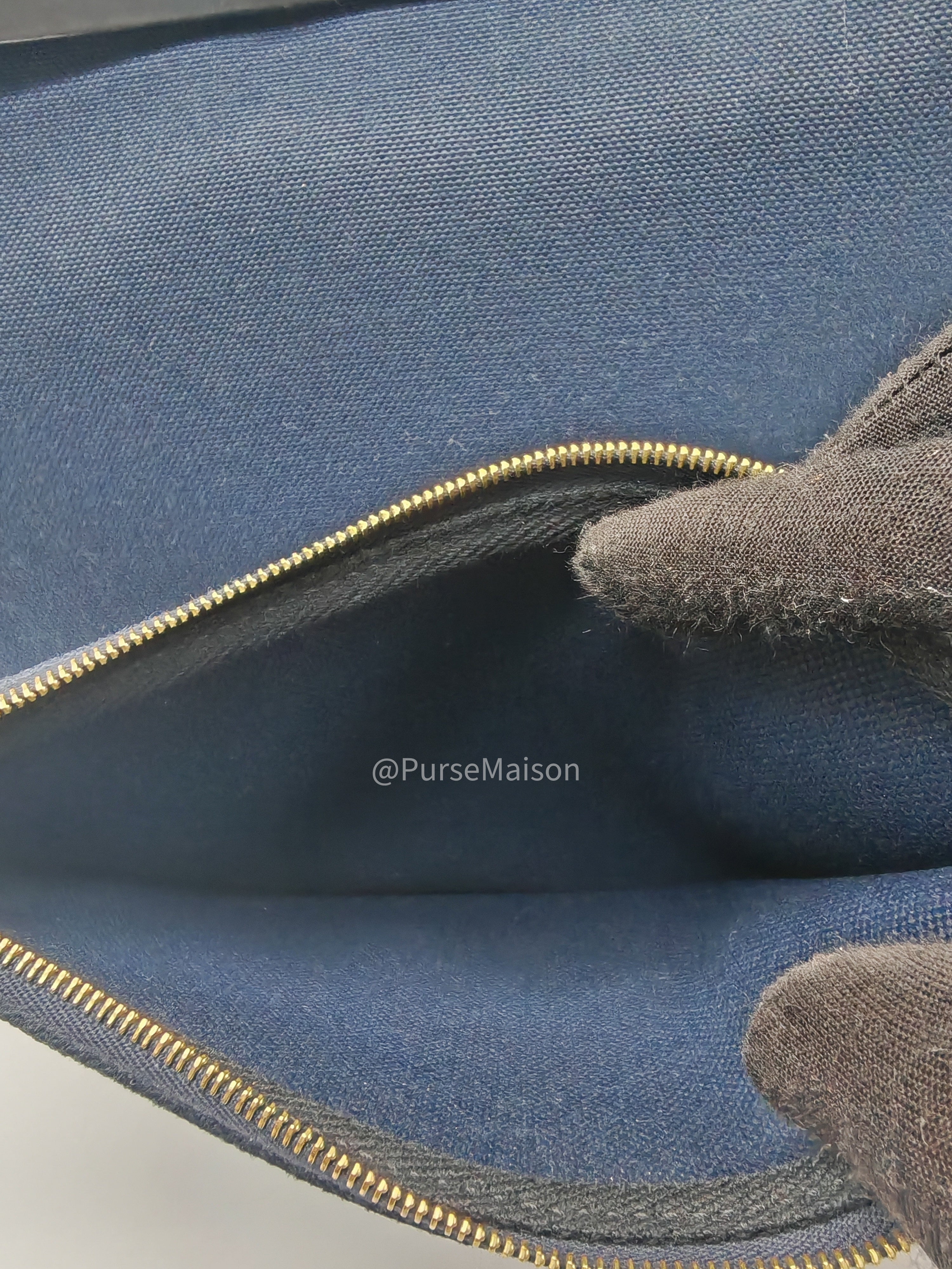 Hermes Zip 31 Blue Marine Canvas & Black Leather Gold Hardware Stamp Z(2021)