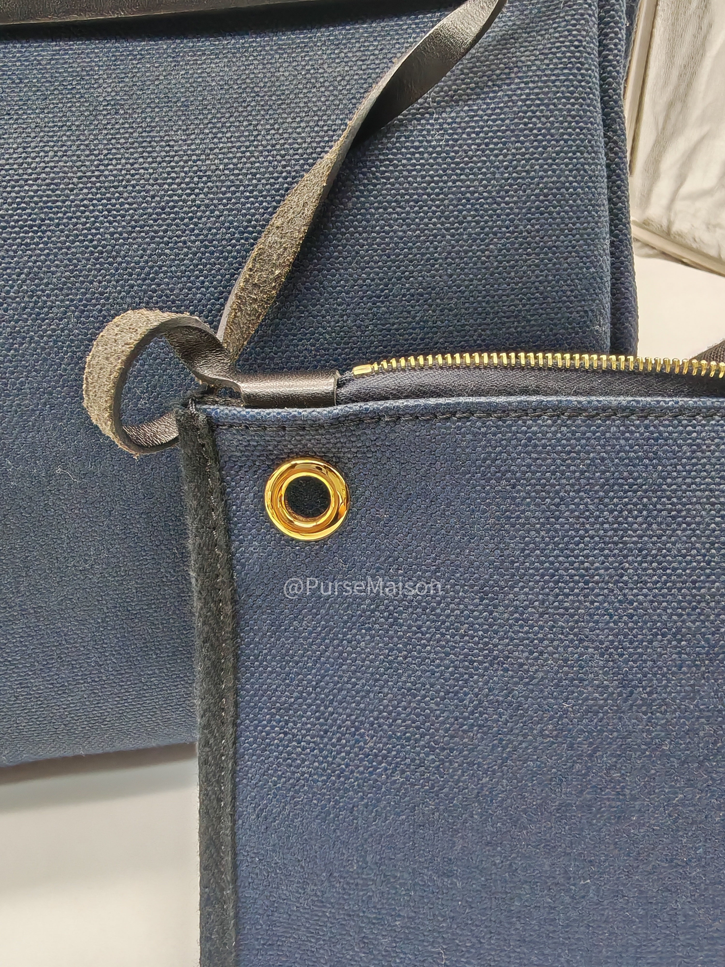Hermes Zip 31 Blue Marine Canvas & Black Leather Gold Hardware Stamp Z(2021)