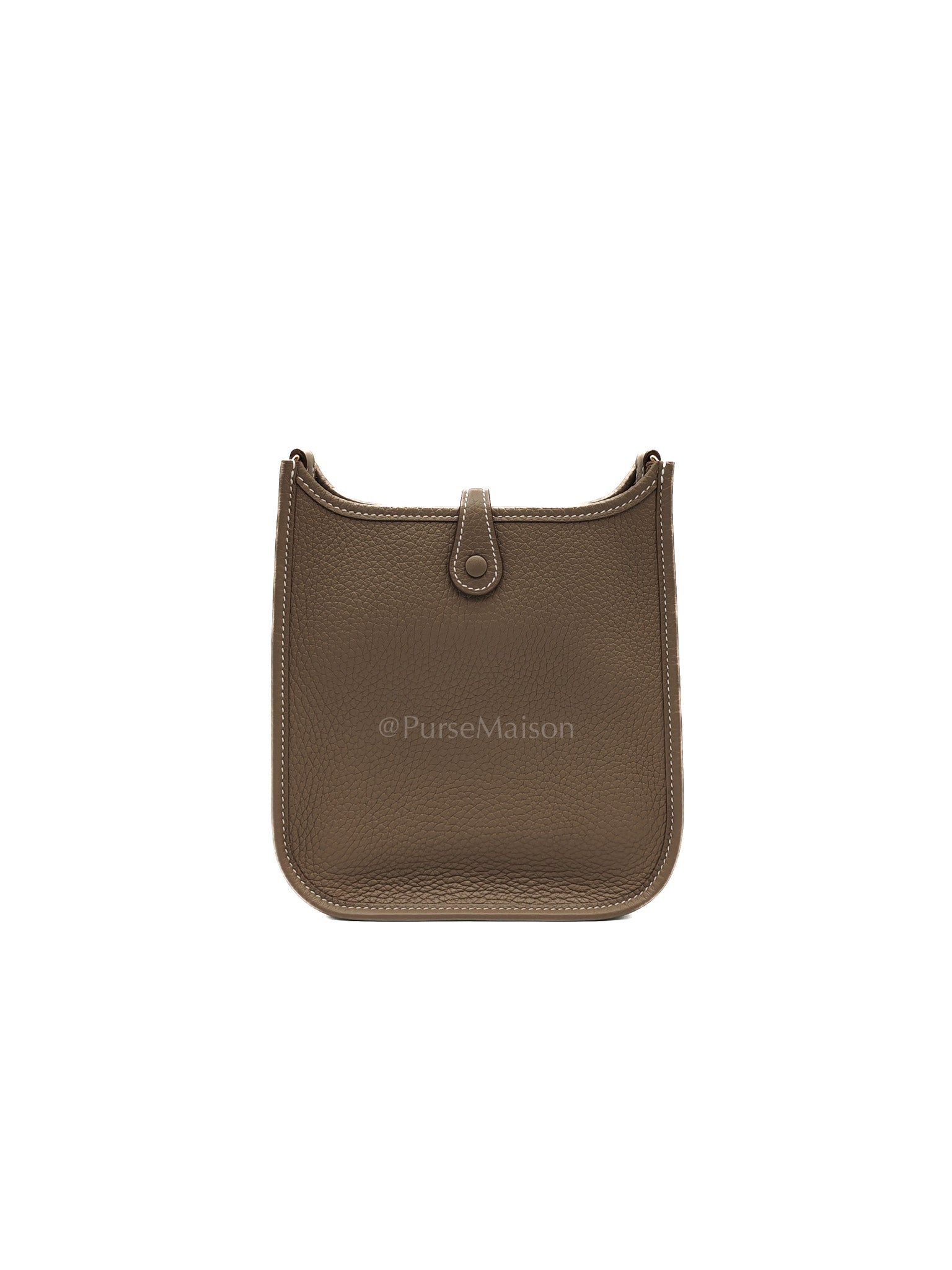 Hermes Evelyne 16 TPM in Etoupe Clemence with Navy Blue Strap Leather Gold Hardware Stamp W(2024)