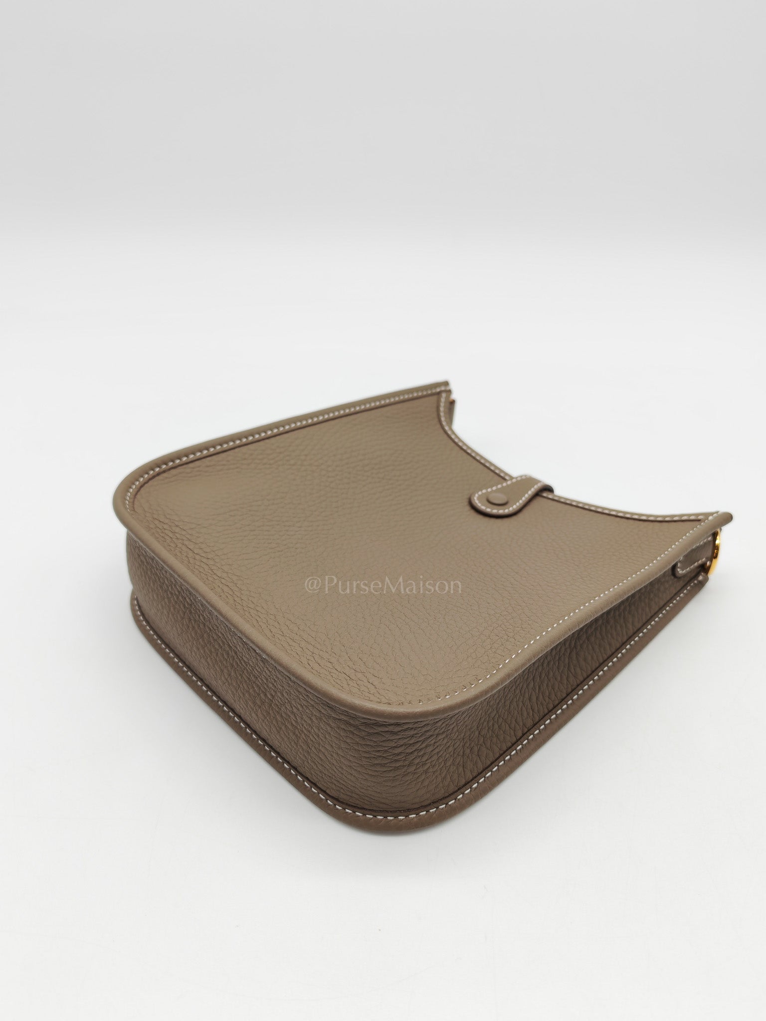 Hermes Evelyne 16 TPM in Etoupe Clemence with Navy Blue Strap Leather Gold Hardware Stamp W(2024)