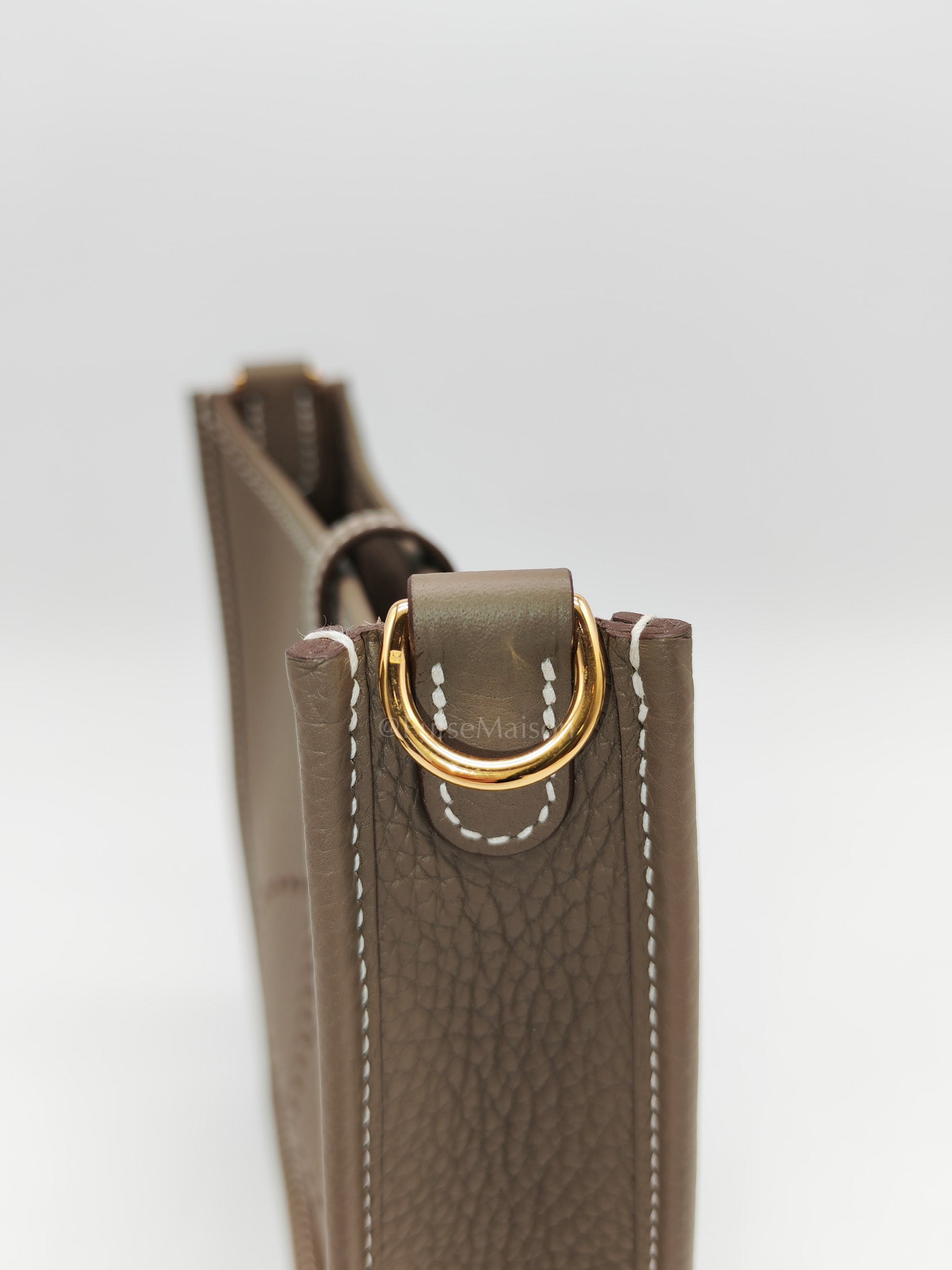 Hermes Evelyne 16 TPM in Etoupe Clemence with Navy Blue Strap Leather Gold Hardware Stamp W(2024)