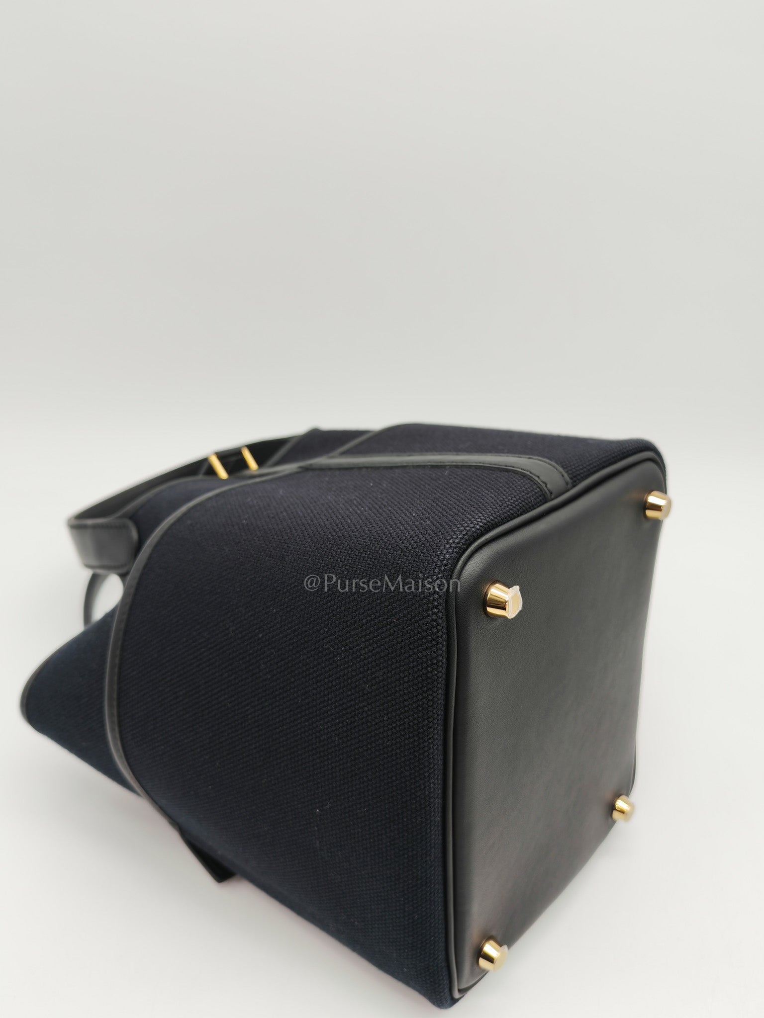 Picotin Cargo 18 in Black Swift and Toile Canvas and Gold Hardware Stamp W (2024)