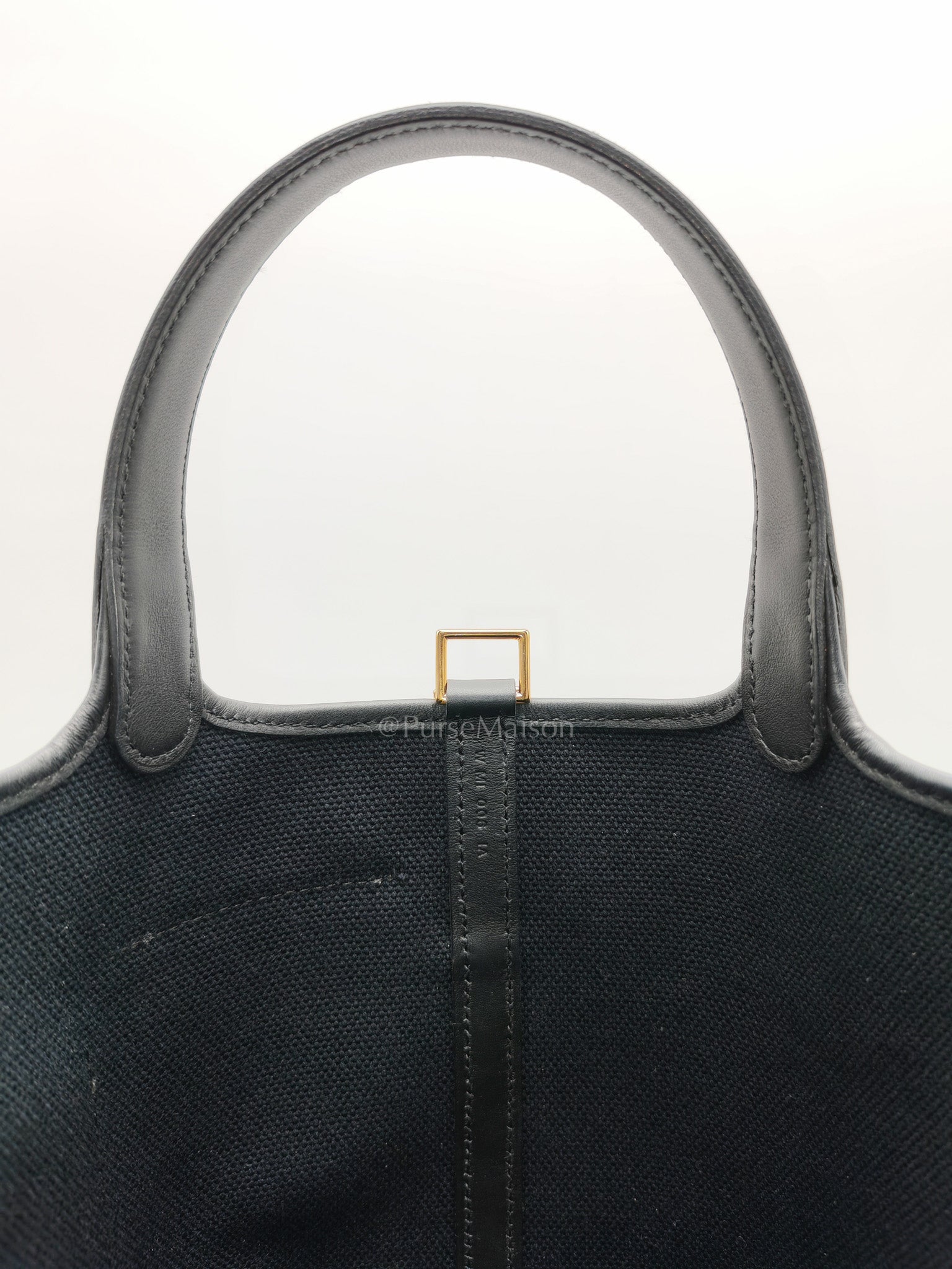 Picotin Cargo 18 in Black Swift and Toile Canvas and Gold Hardware Stamp W (2024)