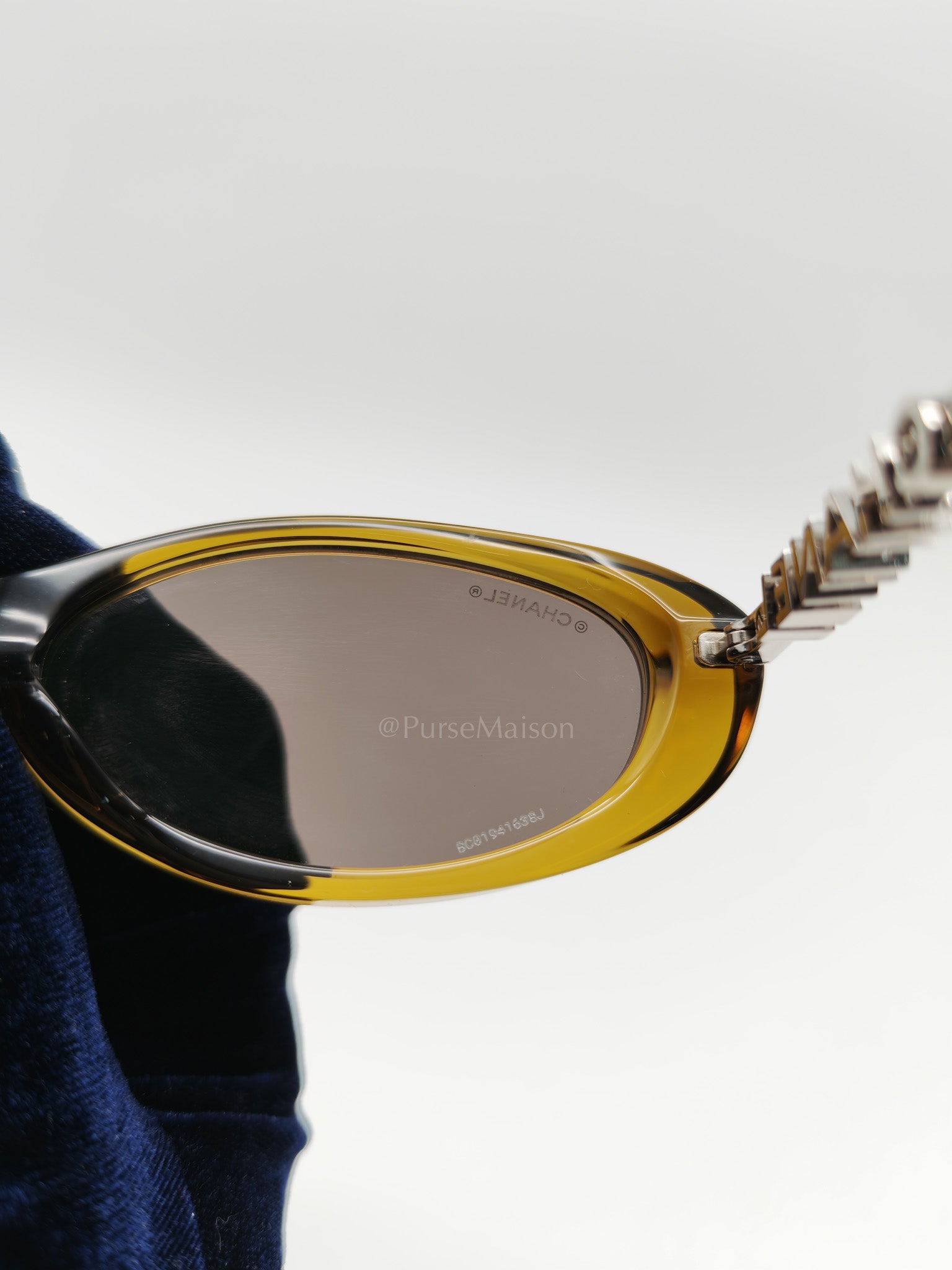 Oval Acetate & Metal Olive and Dark Brown Lens Sunglasses