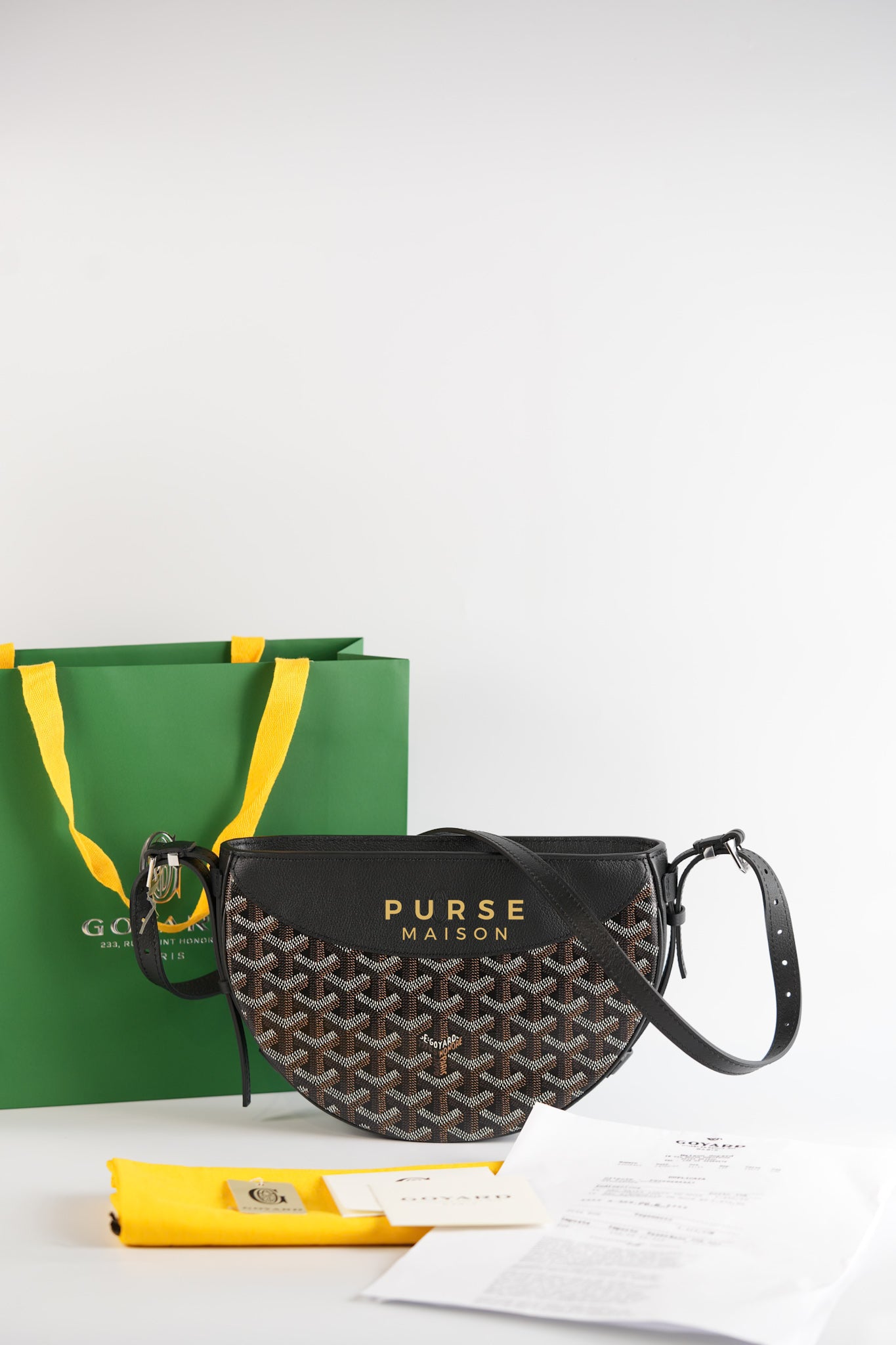 Hirondelle Goyardine Canvas PM Noir | Purse Maison Luxury Bags Shop