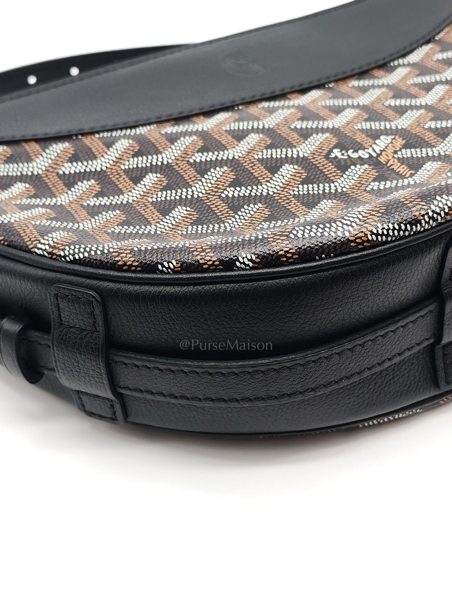 Hirondelle Shoulder Bag in Black Goyardine Canvas & Silver Hardware | Purse Maison Luxury Bags Shop