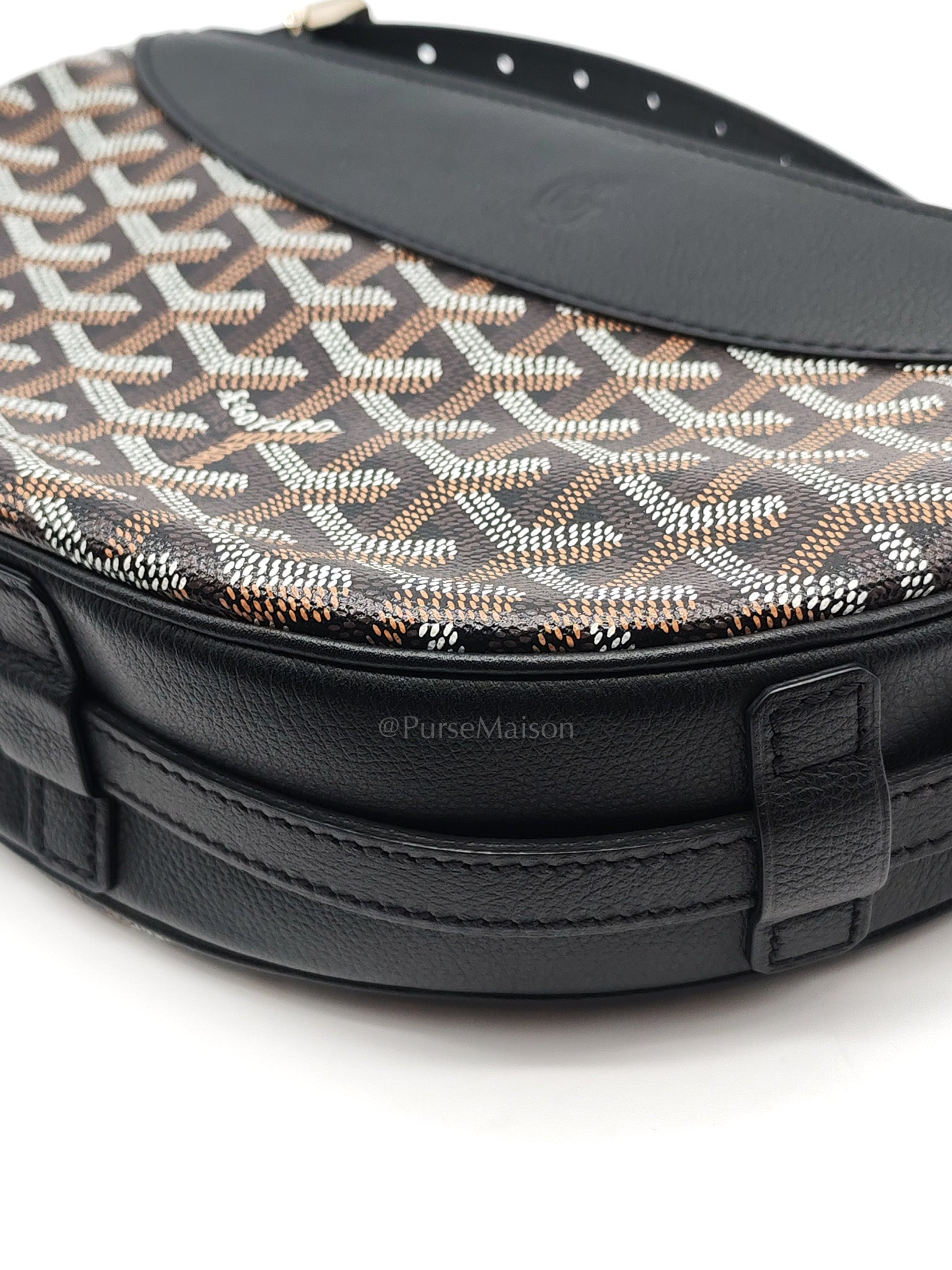 Hirondelle Shoulder Bag in Black Goyardine Canvas & Silver Hardware | Purse Maison Luxury Bags Shop