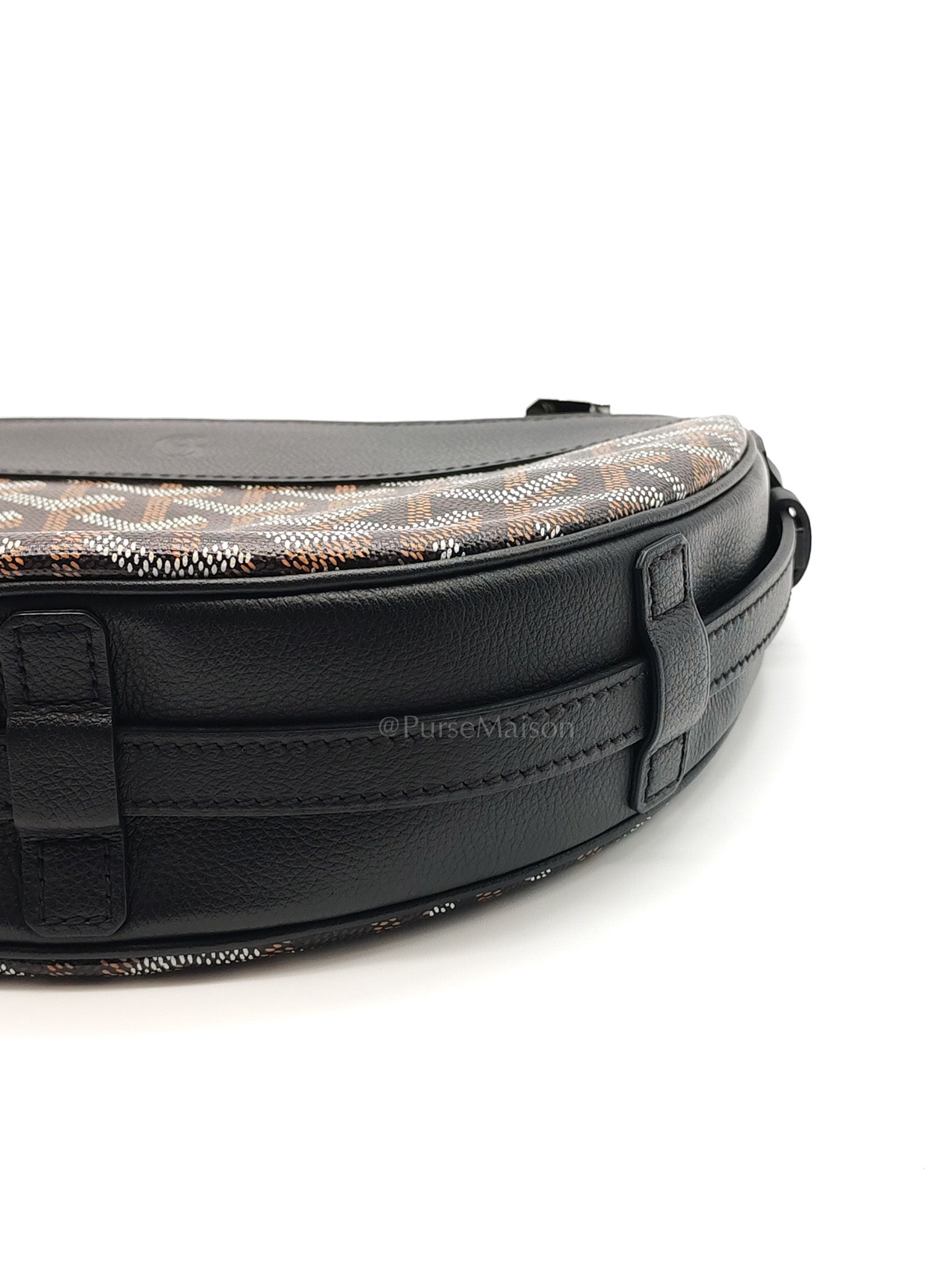 Hirondelle Shoulder Bag in Black Goyardine Canvas & Silver Hardware | Purse Maison Luxury Bags Shop