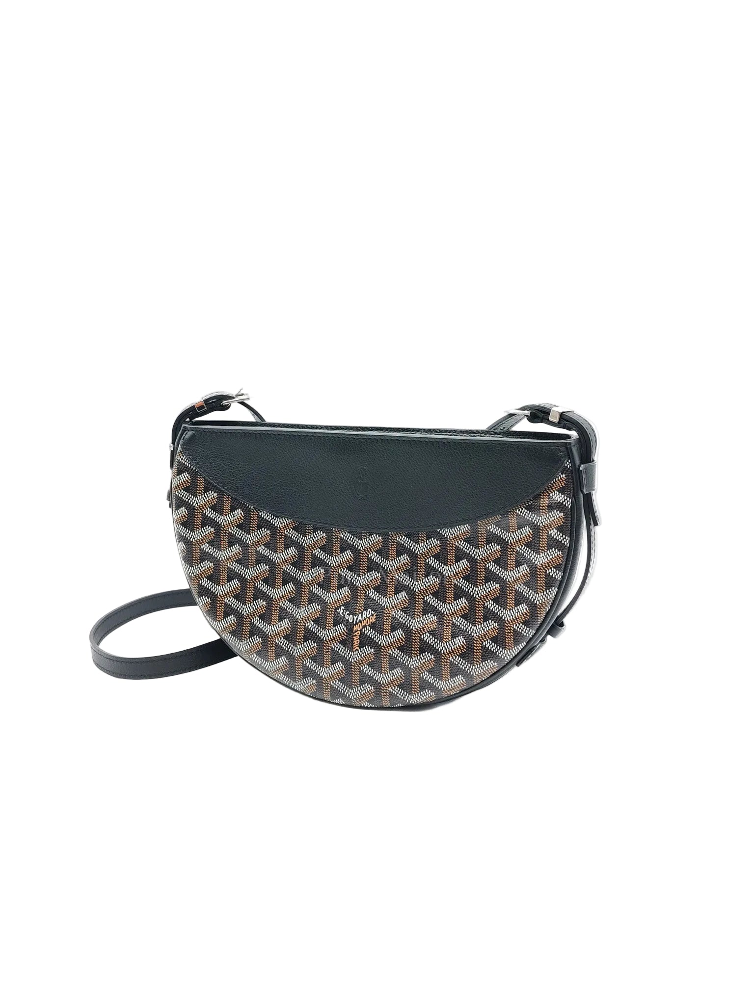 Hirondelle Shoulder Bag in Black Goyardine Canvas & Silver Hardware | Purse Maison Luxury Bags Shop