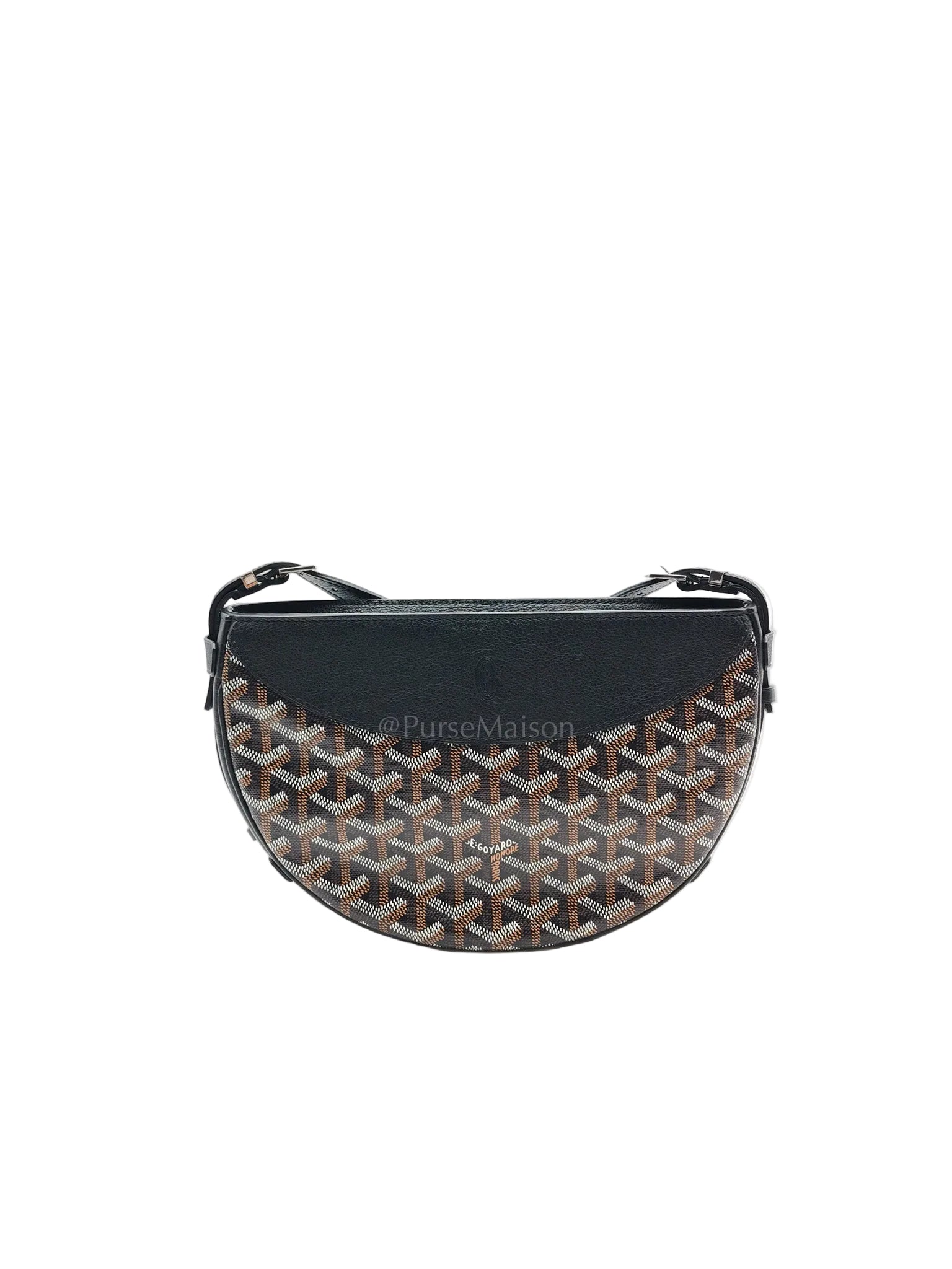 Hirondelle Shoulder Bag in Black Goyardine Canvas & Silver Hardware | Purse Maison Luxury Bags Shop