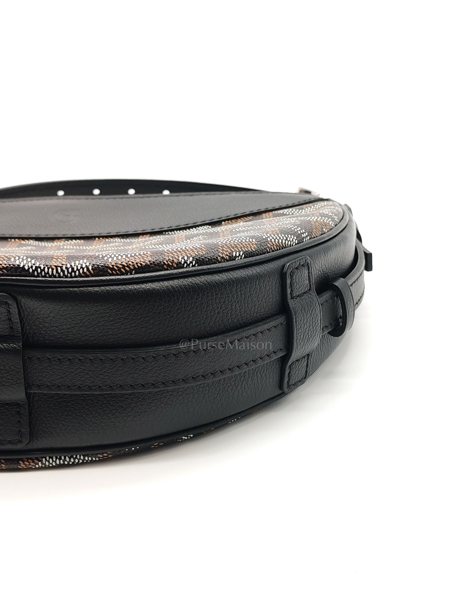 Hirondelle Shoulder Bag in Black Goyardine Canvas & Silver Hardware | Purse Maison Luxury Bags Shop