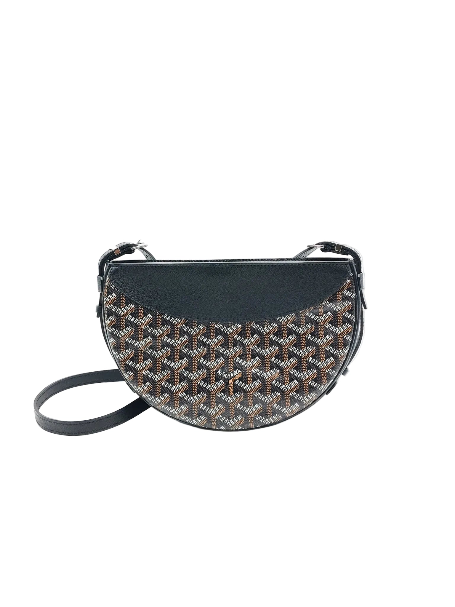 Hirondelle Shoulder Bag in Black Goyardine Canvas & Silver Hardware | Purse Maison Luxury Bags Shop