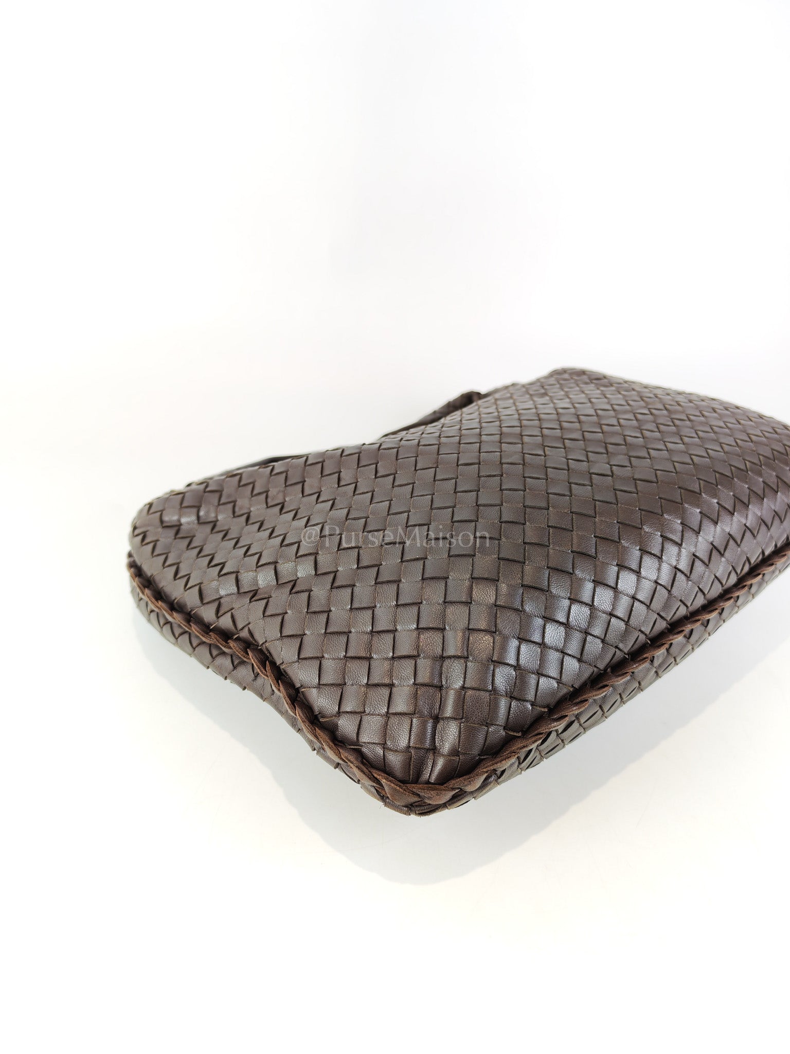 Hobo Bag in Dark Brown Intrecciato Woven Leather | Purse Maison Luxury Bags Shop
