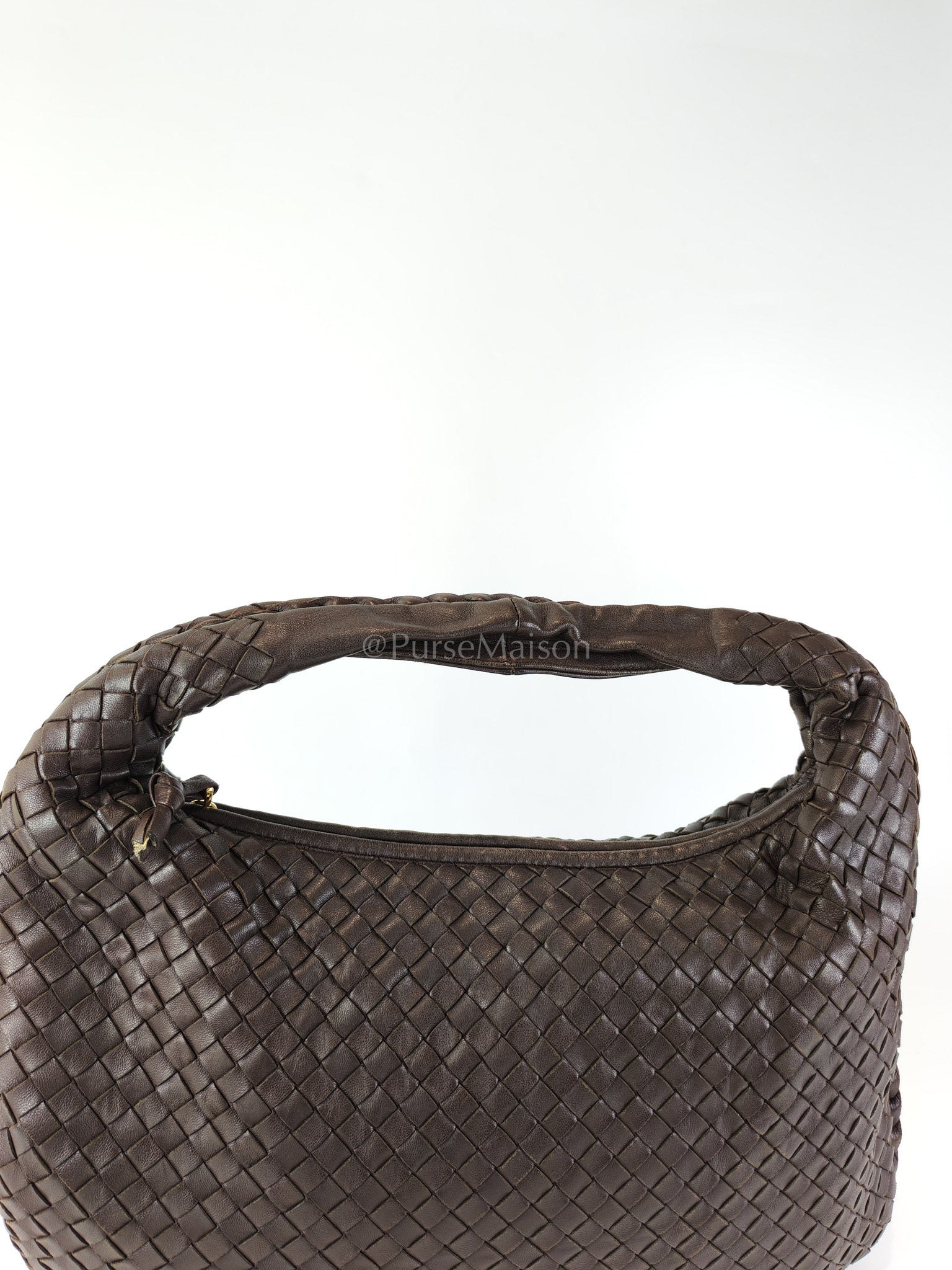 Hobo Bag in Dark Brown Intrecciato Woven Leather | Purse Maison Luxury Bags Shop
