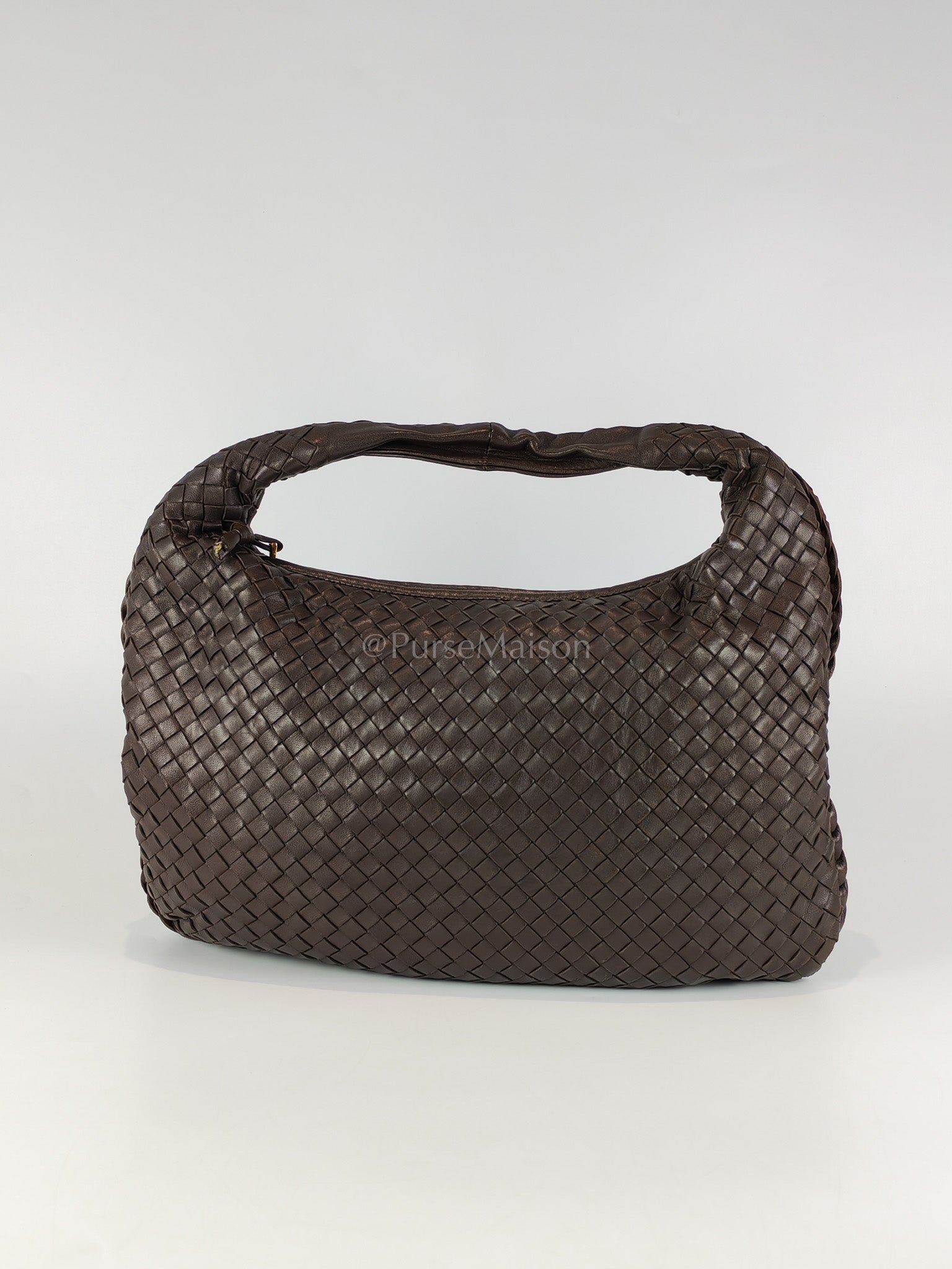 Hobo Bag in Dark Brown Intrecciato Woven Leather | Purse Maison Luxury Bags Shop