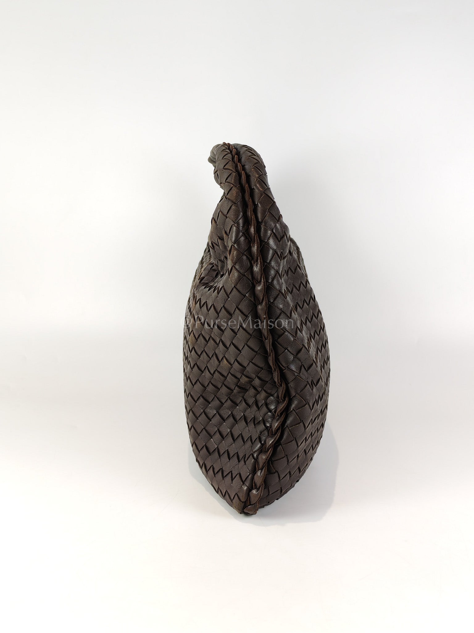 Hobo Bag in Dark Brown Intrecciato Woven Leather | Purse Maison Luxury Bags Shop