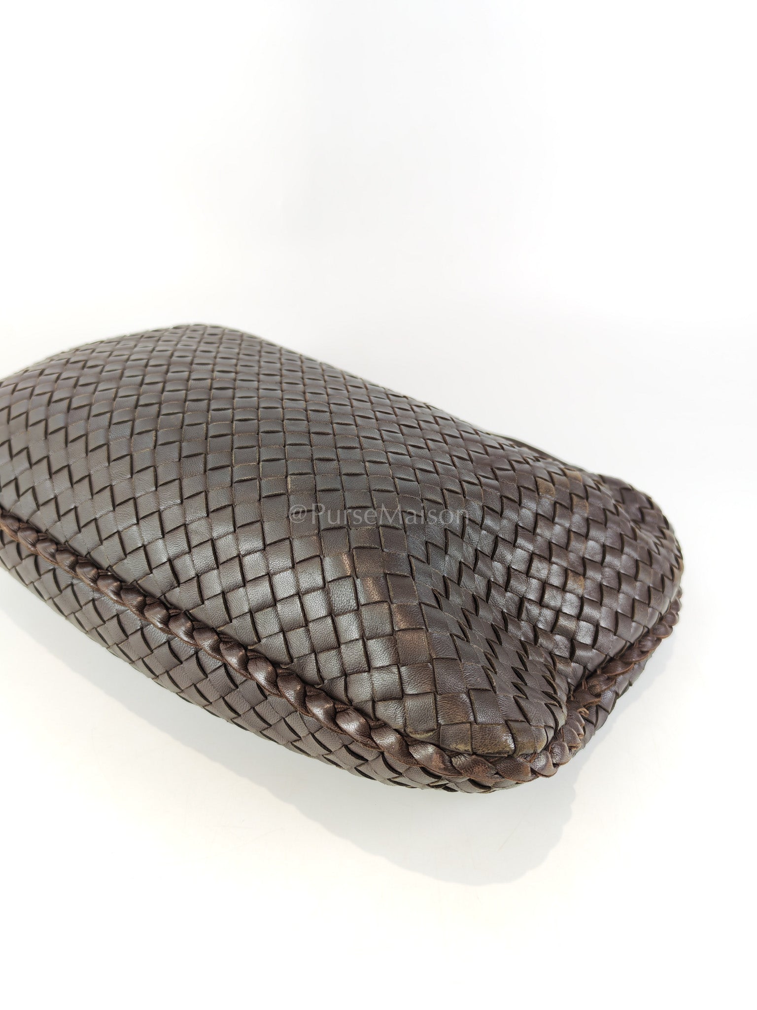 Hobo Bag in Dark Brown Intrecciato Woven Leather | Purse Maison Luxury Bags Shop