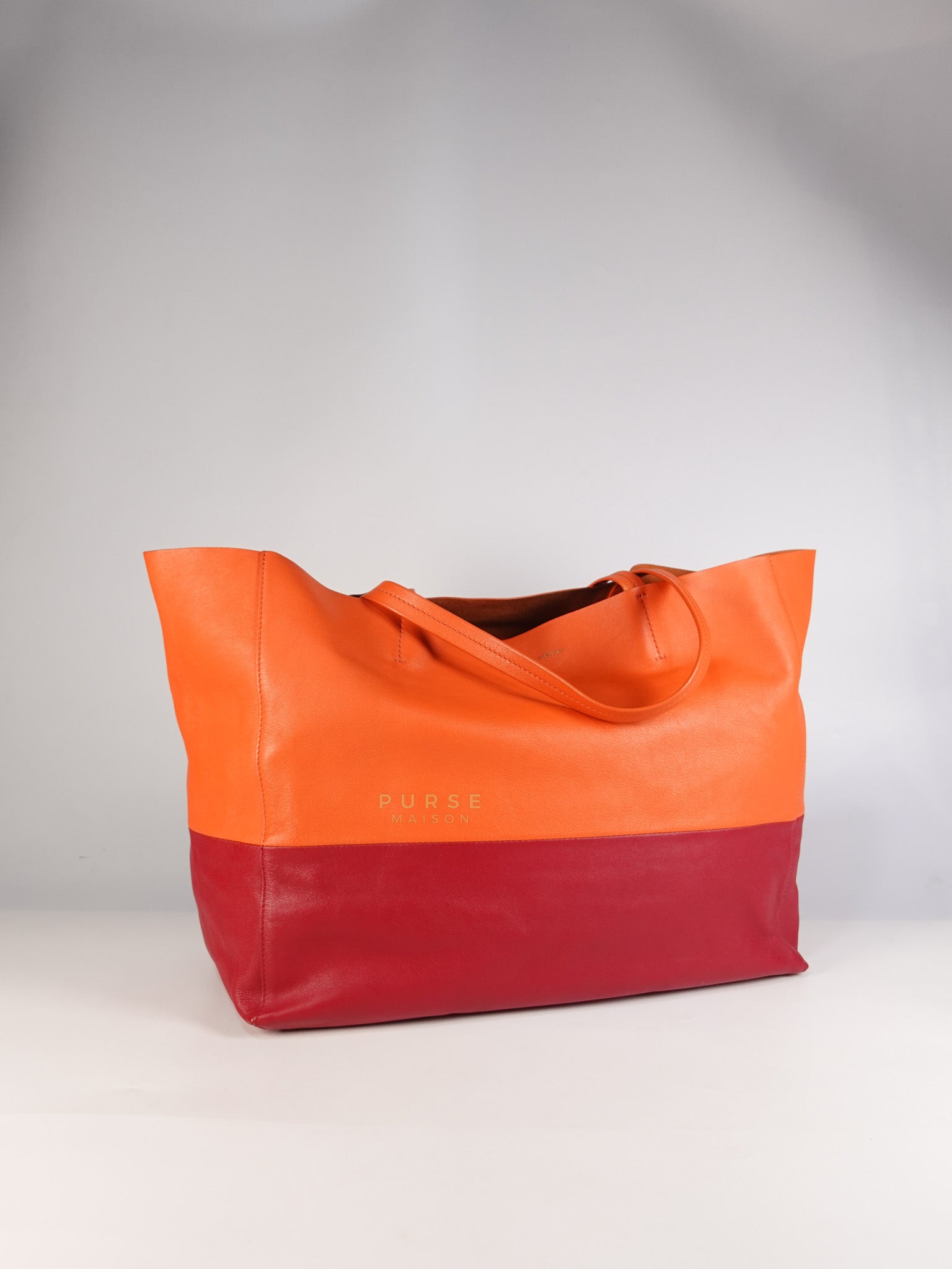 Horizontal Cabas Tote Bag Large in Orange & Red | Purse Maison Luxury Bags Shop
