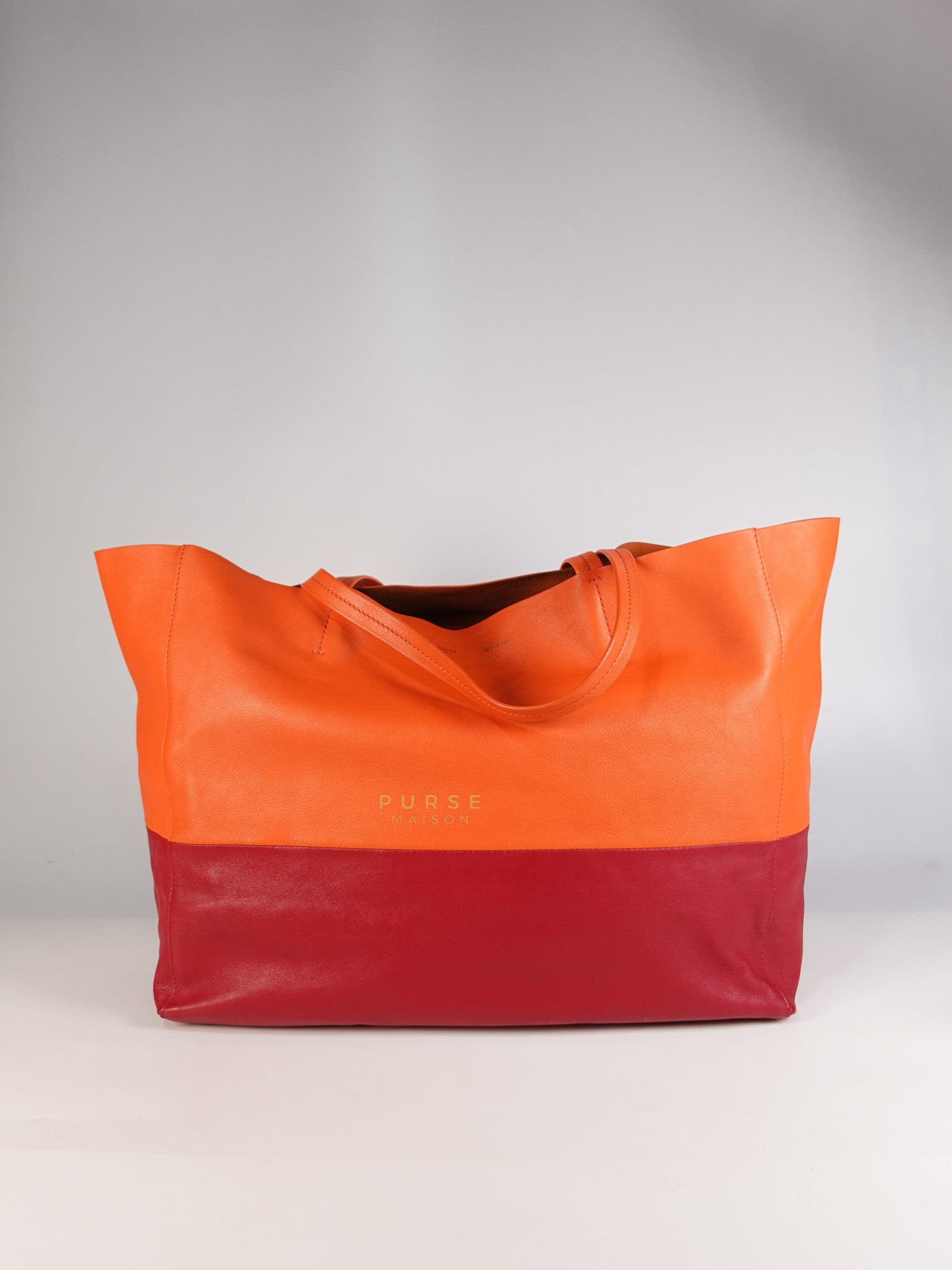 Horizontal Cabas Tote Bag Large in Orange & Red | Purse Maison Luxury Bags Shop