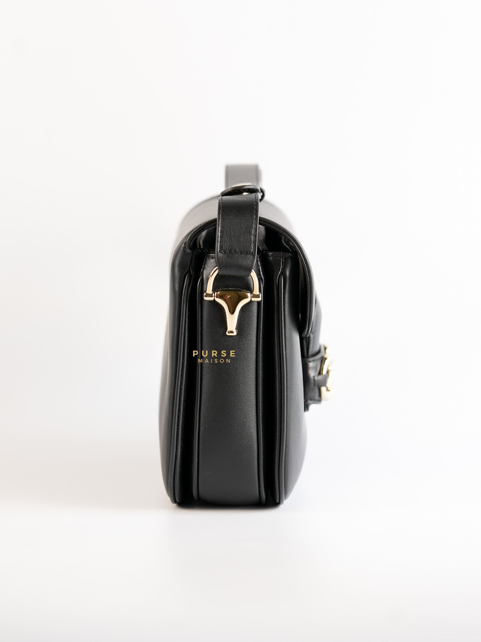 Horsebit 1955 Bag in Black Soft Calfskin Leather | Purse Maison Luxury Bags Shop