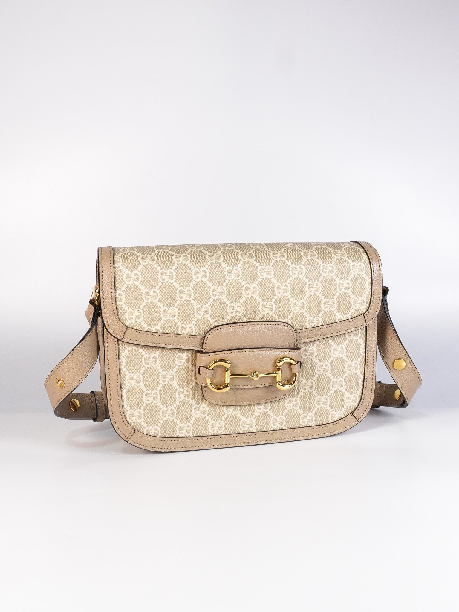 Horsebit 1955 in Beige Supreme Canvas Shoulder Bag | Purse Maison Luxury Bags Shop