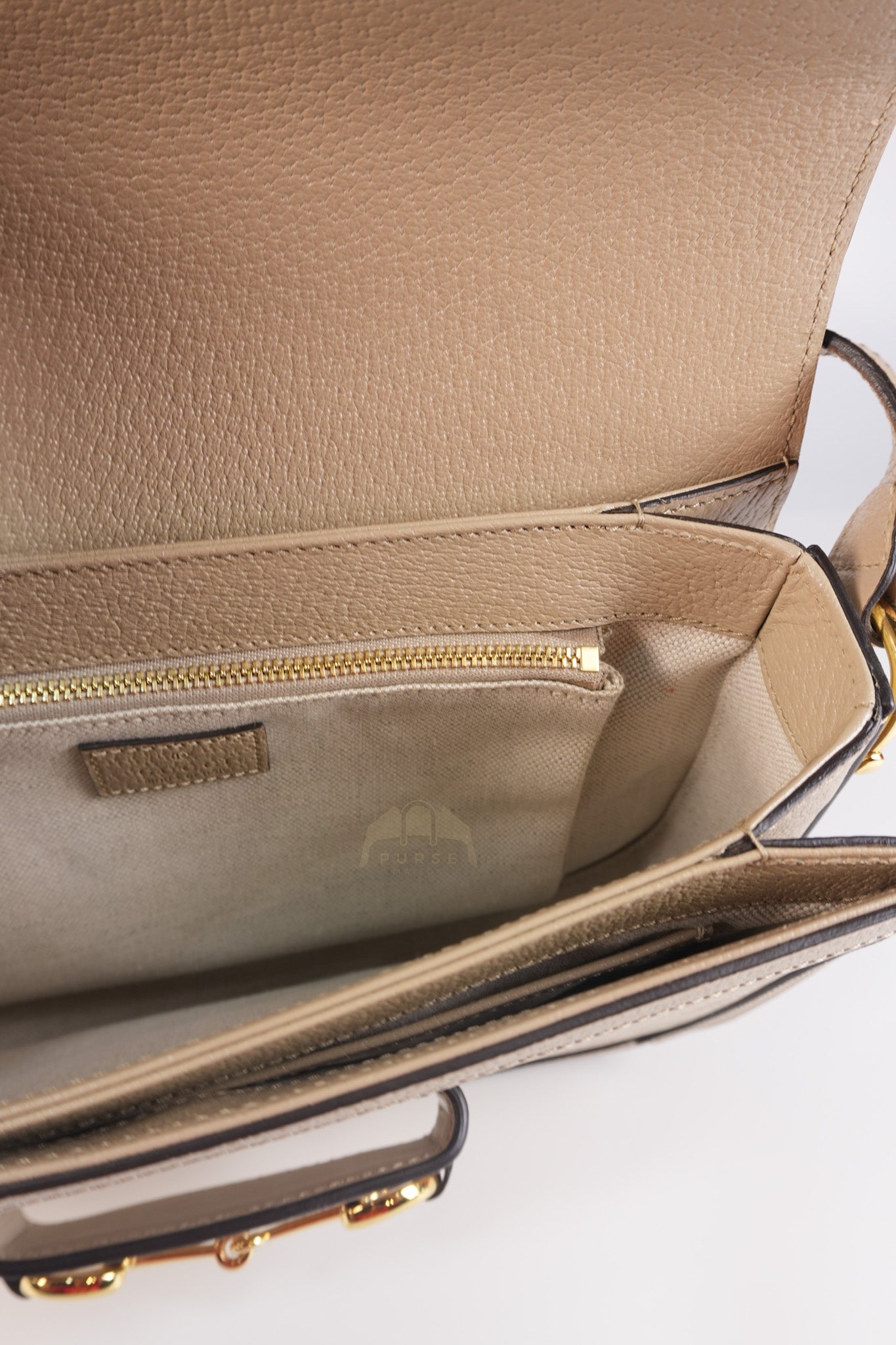 Horsebit 1955 in Beige Supreme Canvas Shoulder Bag | Purse Maison Luxury Bags Shop