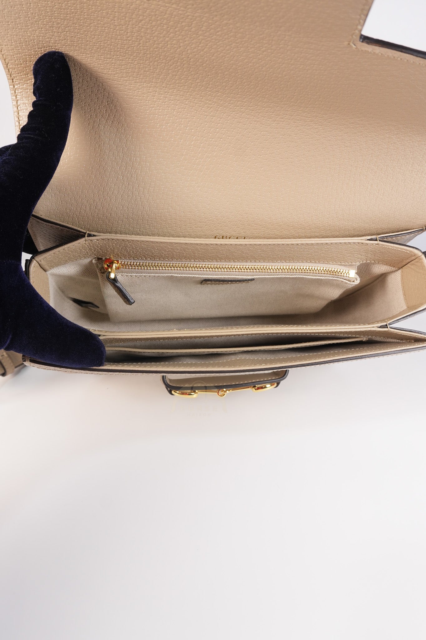 Horsebit 1955 in Beige Supreme Canvas Shoulder Bag | Purse Maison Luxury Bags Shop