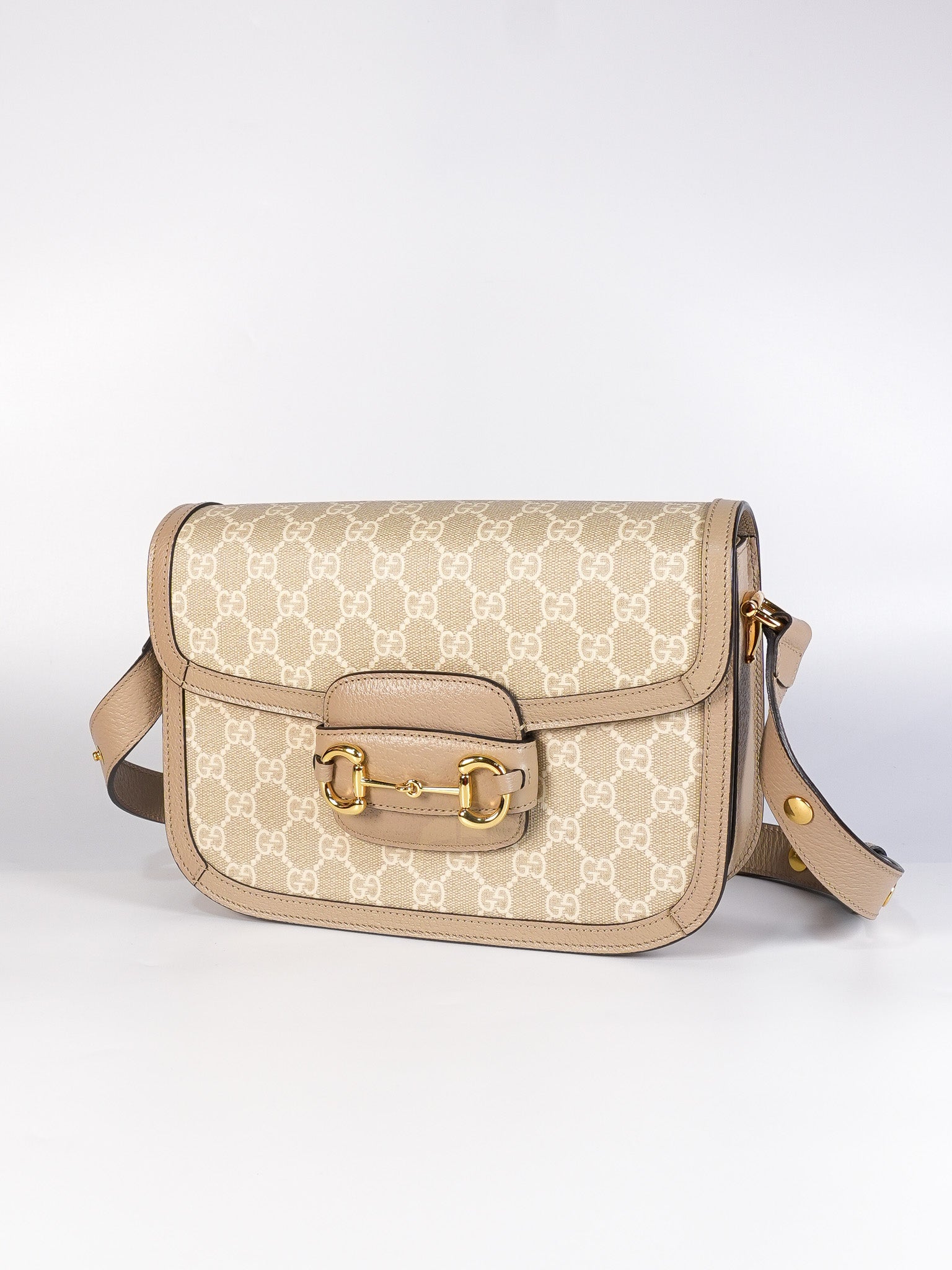 Horsebit 1955 in Beige Supreme Canvas Shoulder Bag | Purse Maison Luxury Bags Shop